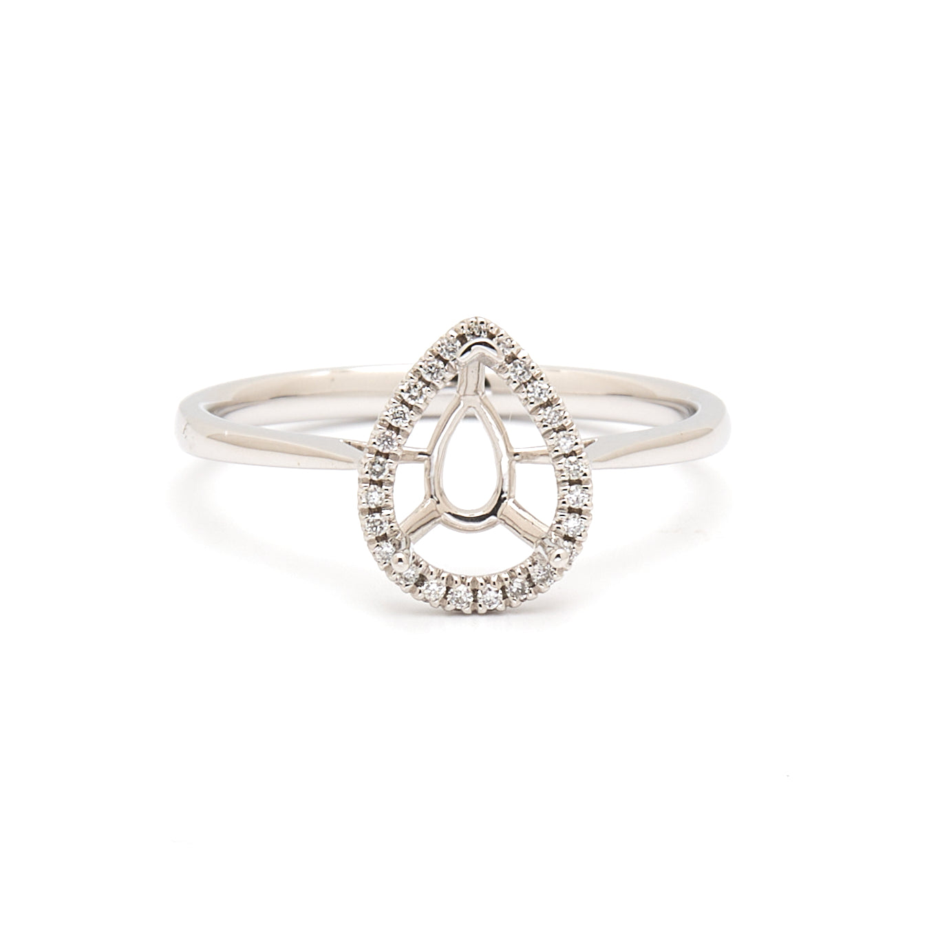 18K Gold Natural Diamond Lisse Halo Ring Mount MR015 - RM5536 - FABER JEWELS