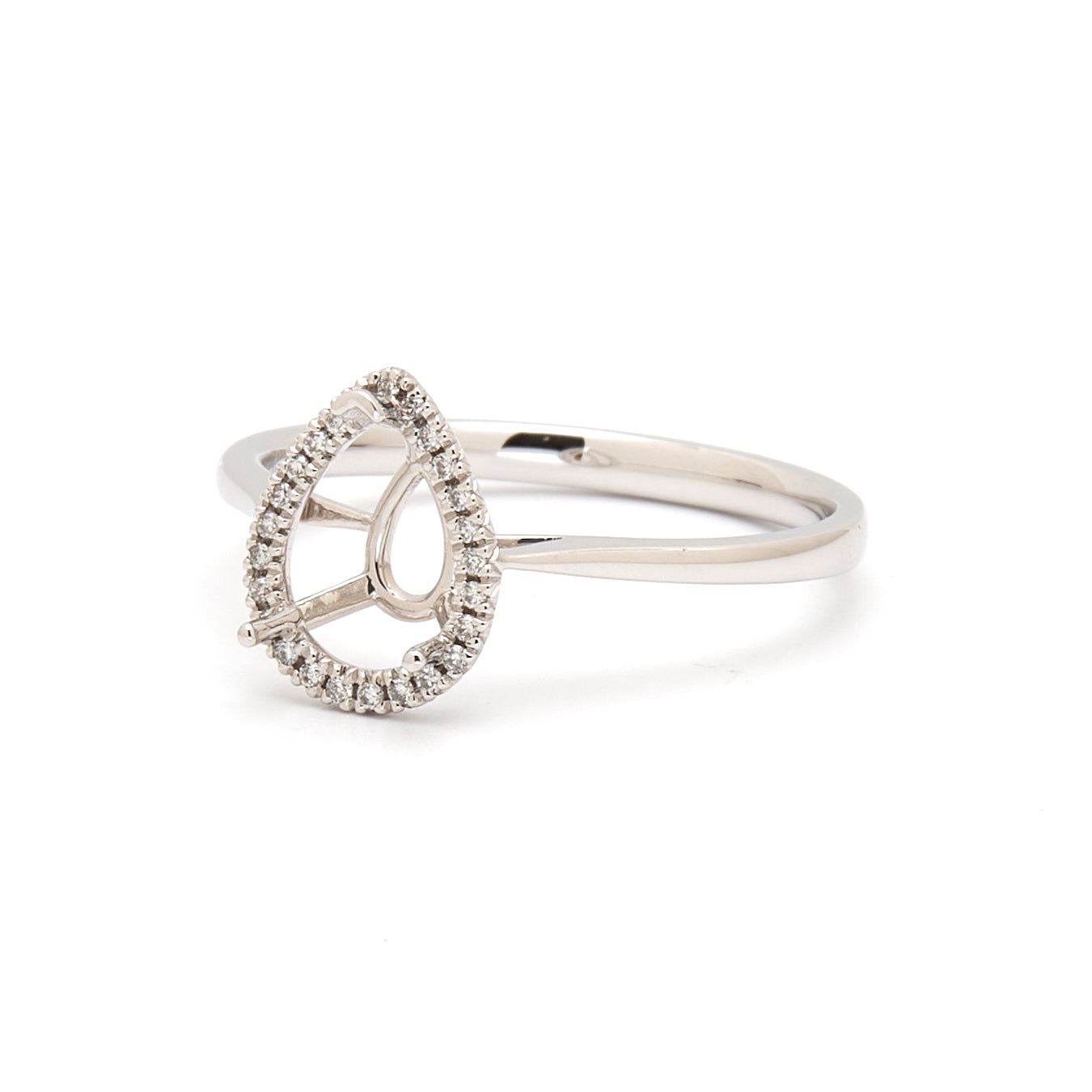 18K Gold Natural Diamond Lisse Halo Ring Mount MR015 - RM5536 - FABER JEWELS