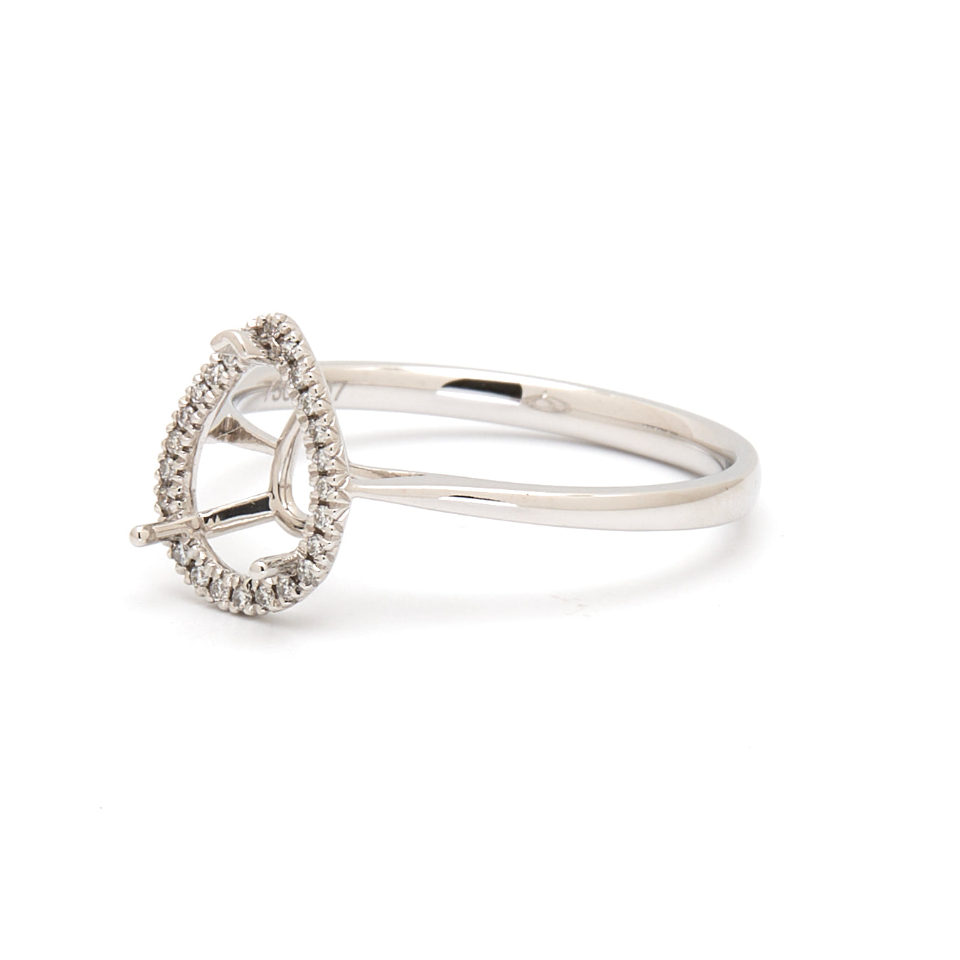 18K Gold Natural Diamond Lisse Halo Ring Mount MR015 - RM5536 - FABER JEWELS