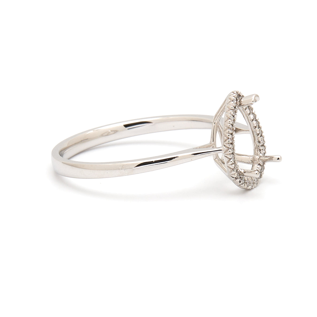 18K Gold Natural Diamond Lisse Halo Ring Mount MR015 - RM5536 - FABER JEWELS