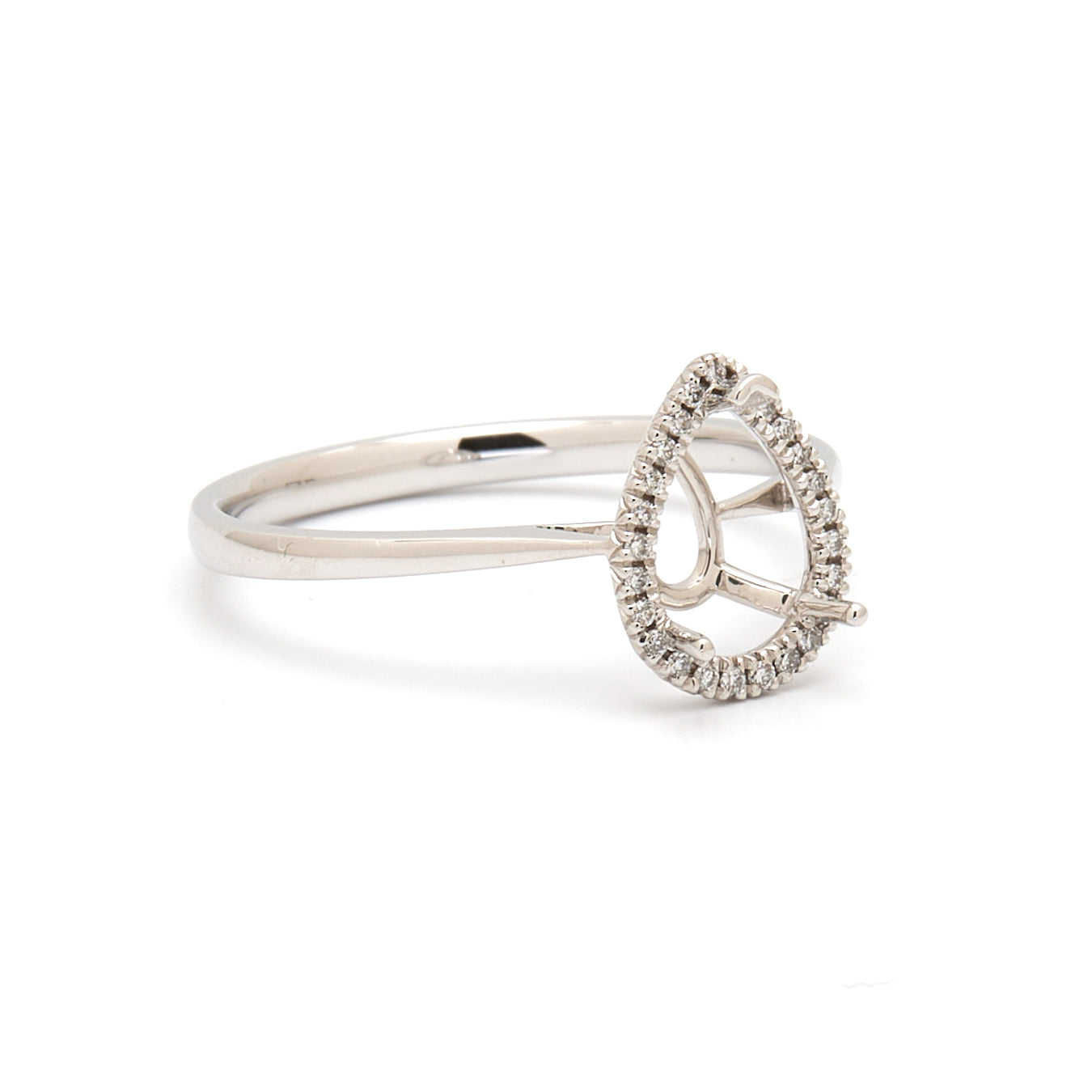 18K Gold Natural Diamond Lisse Halo Ring Mount MR015 - RM5536 - FABER JEWELS