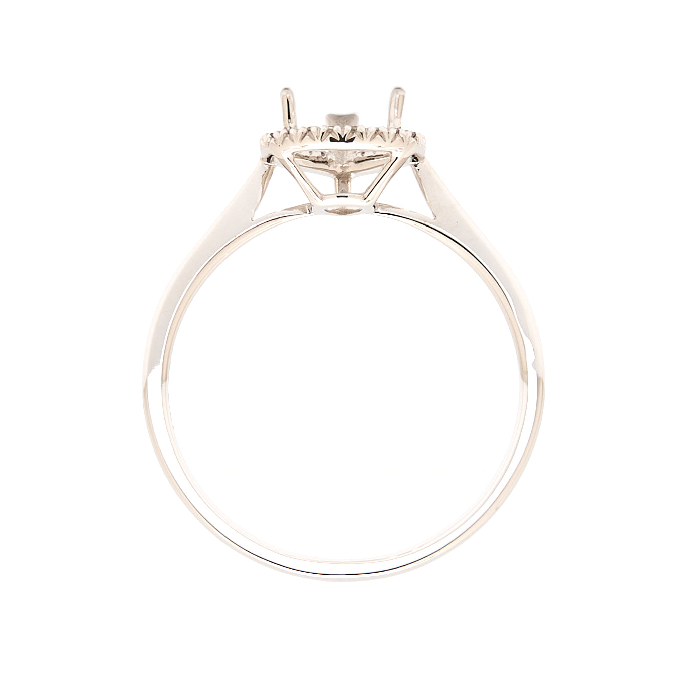 18K Gold Natural Diamond Lisse Halo Ring Mount MR015 - RM5536 - FABER JEWELS