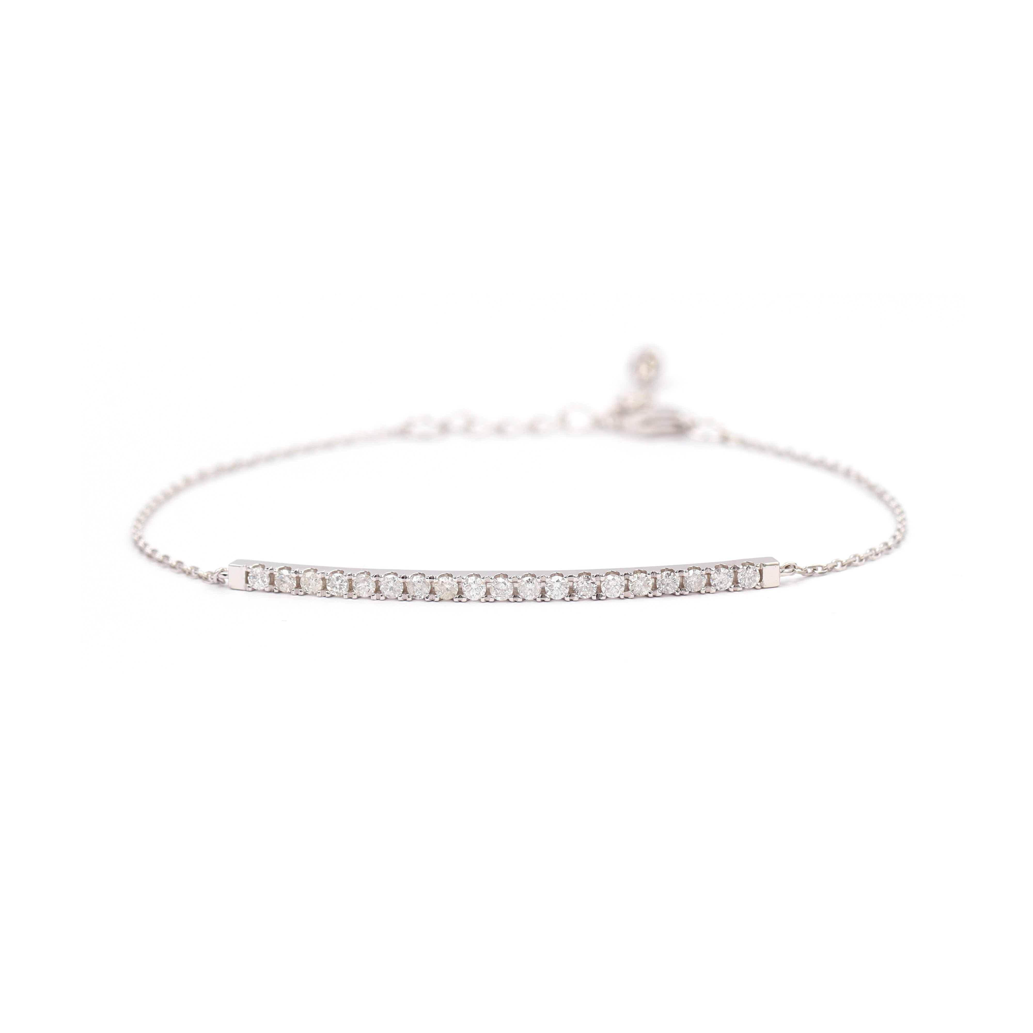 18K gold Round Brilliant Diamond Pave Chain Bracelet 0.38ct A00140 - FABER JEWELS