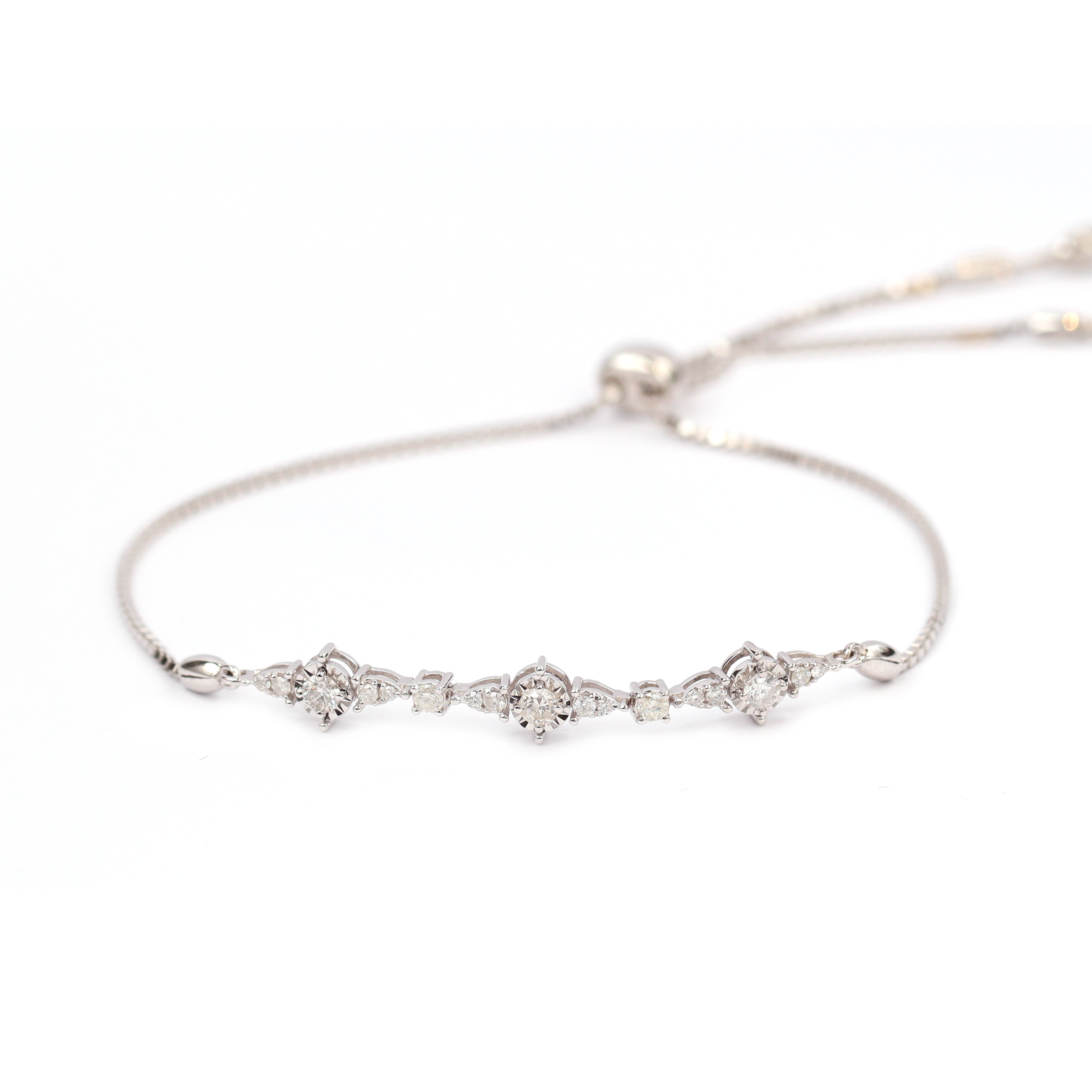 18K gold Round Brilliant Diamond Pavé Illusion Marquise Bracelet 0.33ct tw. A00099 - FABER JEWELS