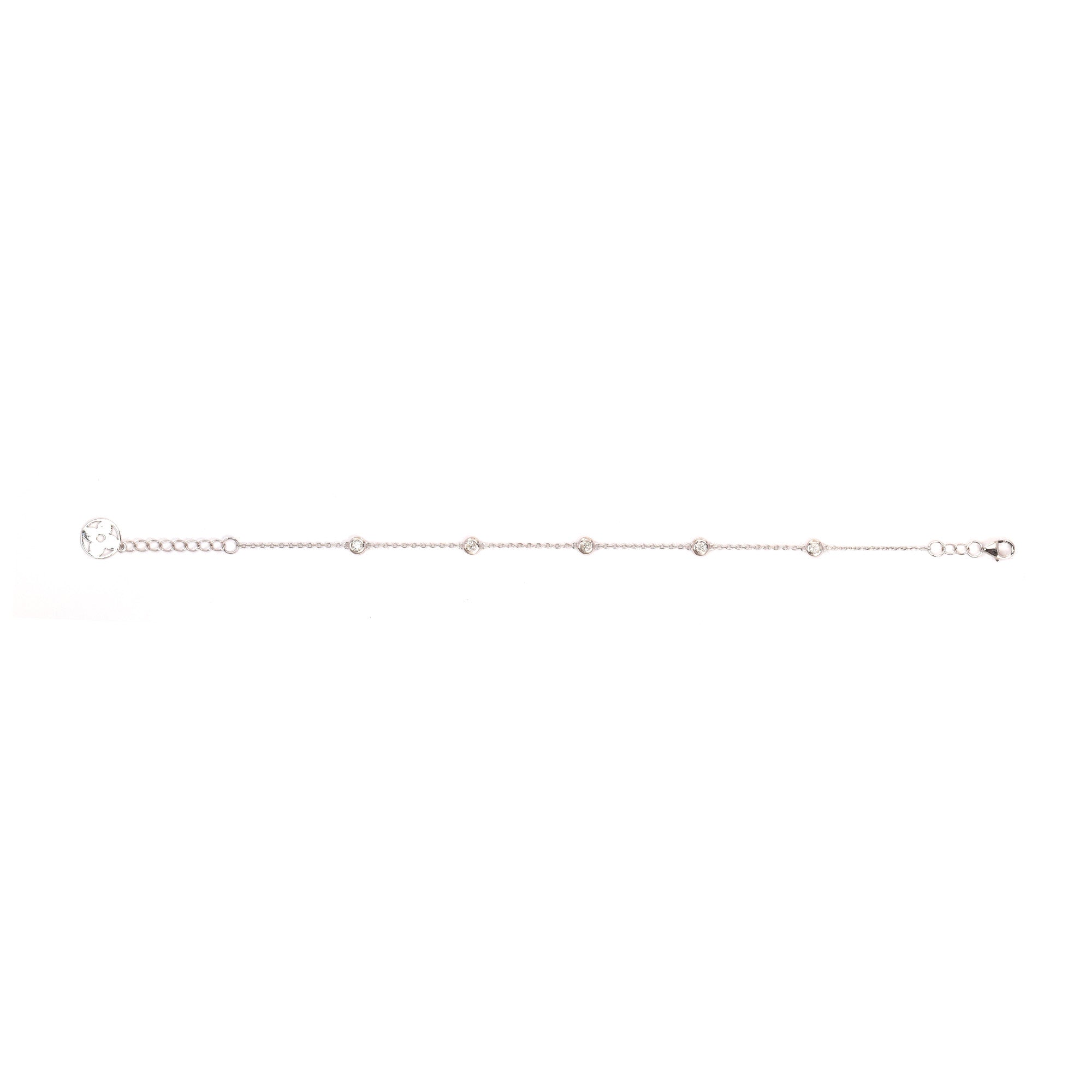 18K Round Brilliant Diamond Five Bezel Chain Bracelet 0.15ct tw. A00144 - FABER JEWELS