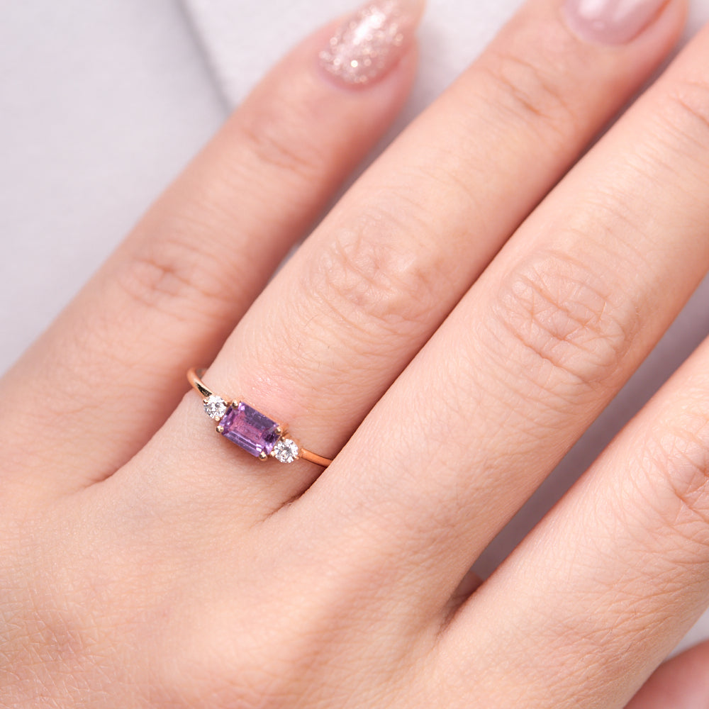 18K Gold Purple Sapphire diamond ring CC0021 - FABER JEWELS