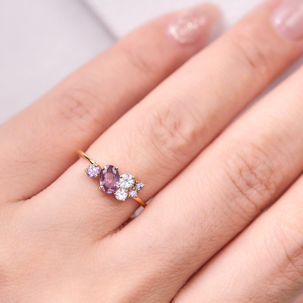 18K Gold Melange Sapphire Cluster Ring 0.89ct tw. CC0025 - FABER JEWELS