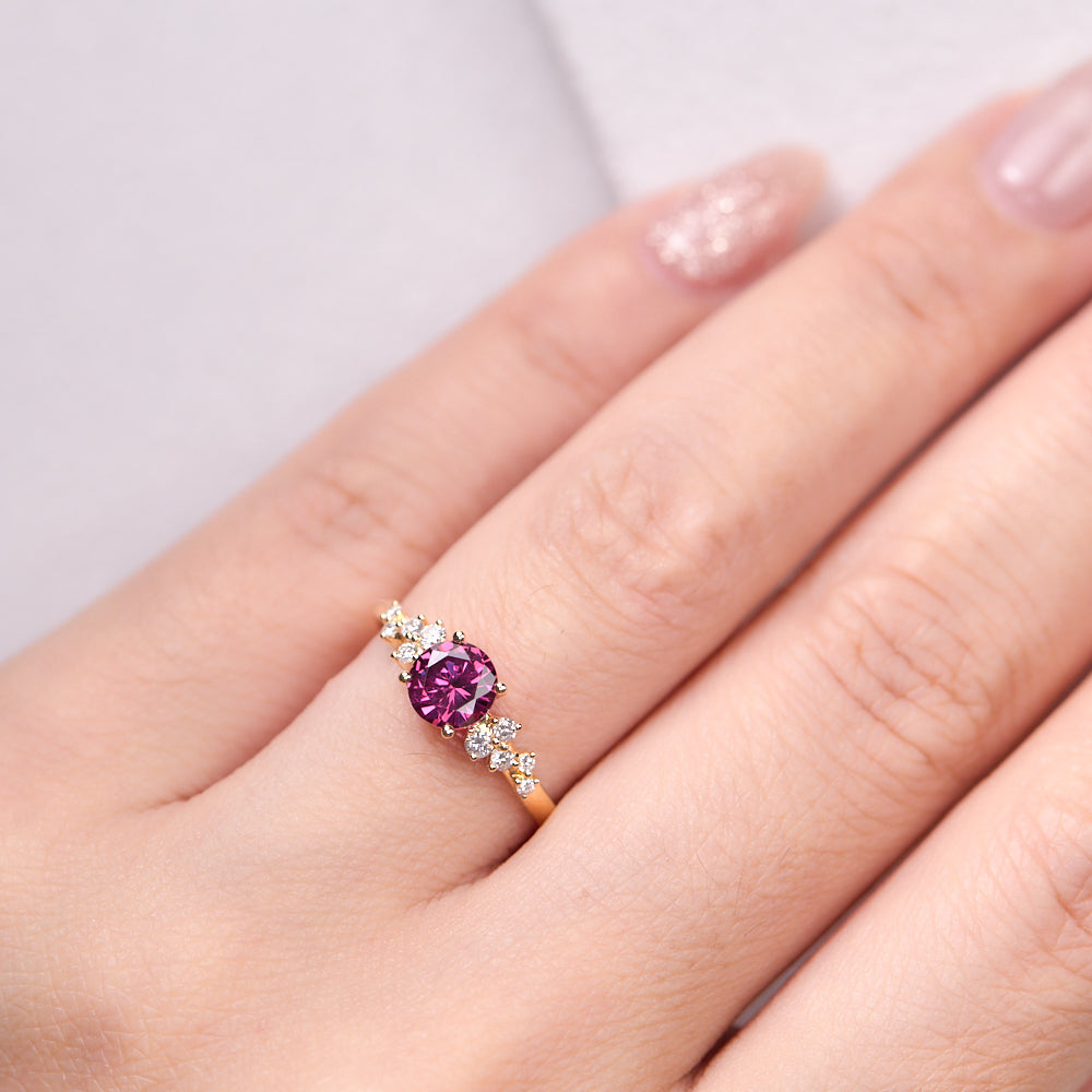 18K Gold Tanzanian Rhodolite Diamond Ring 0.89 ct CC0035 - FABER JEWELS