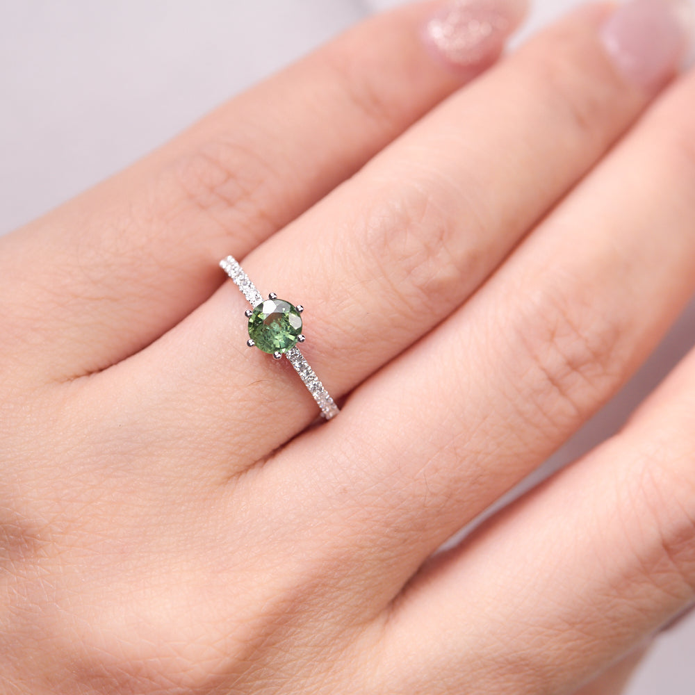 18K Gold Australian Green Sapphire Diamond Ring 0.65 ct CC0040 - FABER JEWELS