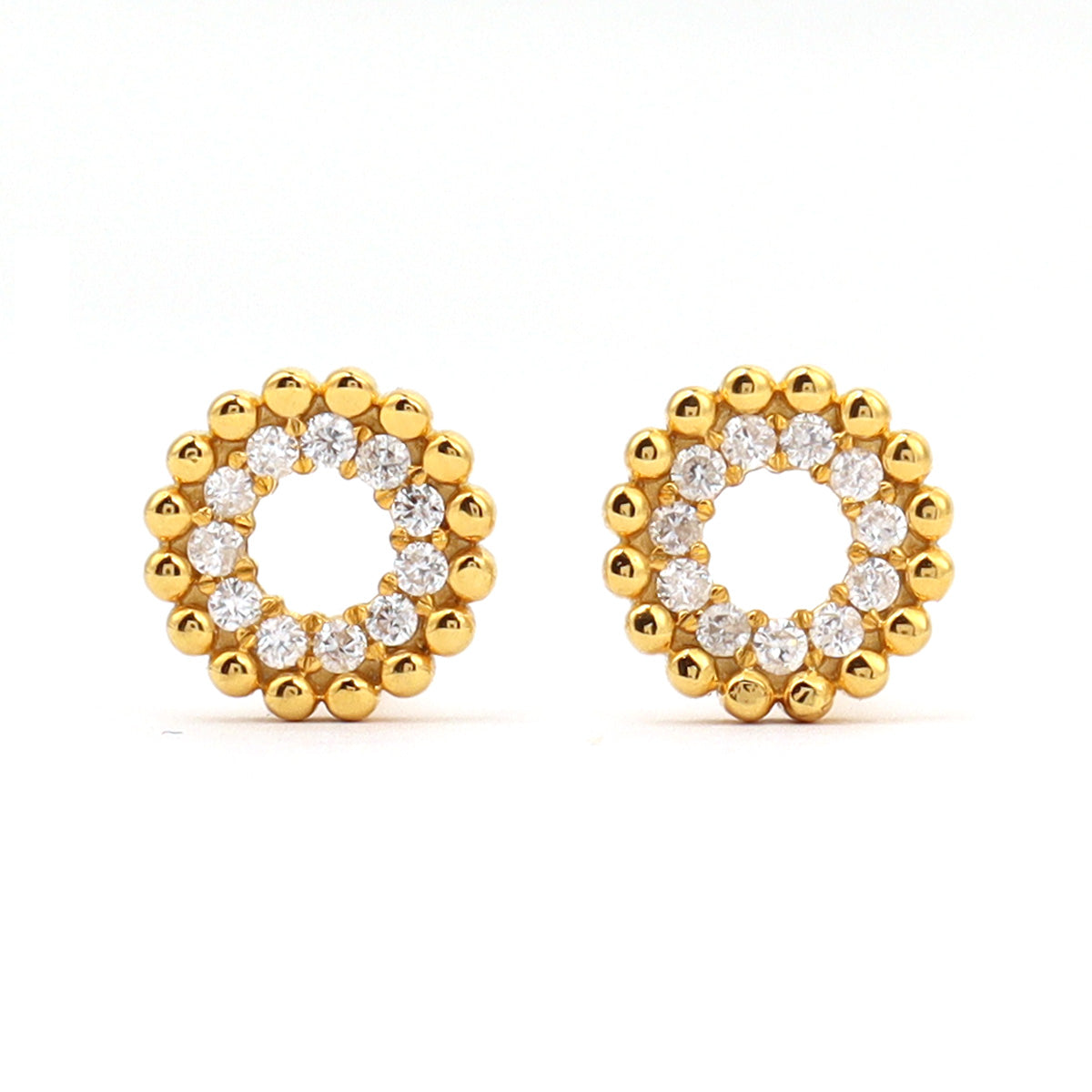 18K round brilliant diamond pave Circle earrings Stud 0.11ct tw. A00146 - FABER JEWELS