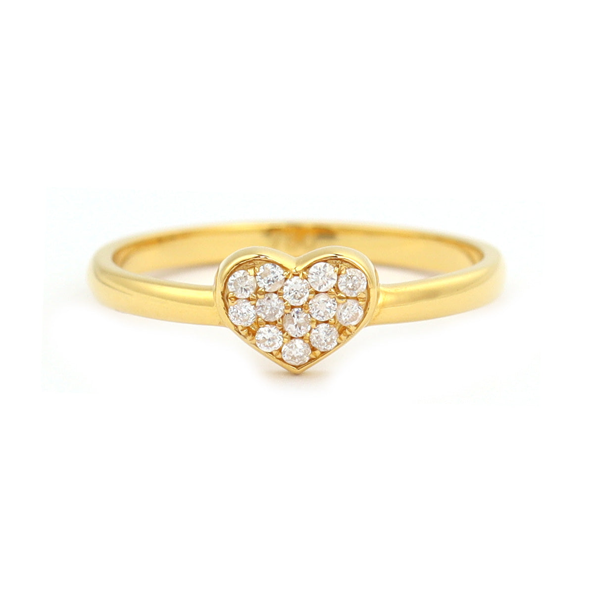 18K Gold Round Brilliant Pavé heart Ring 0.10ct tw. A00204 - FABER JEWELS