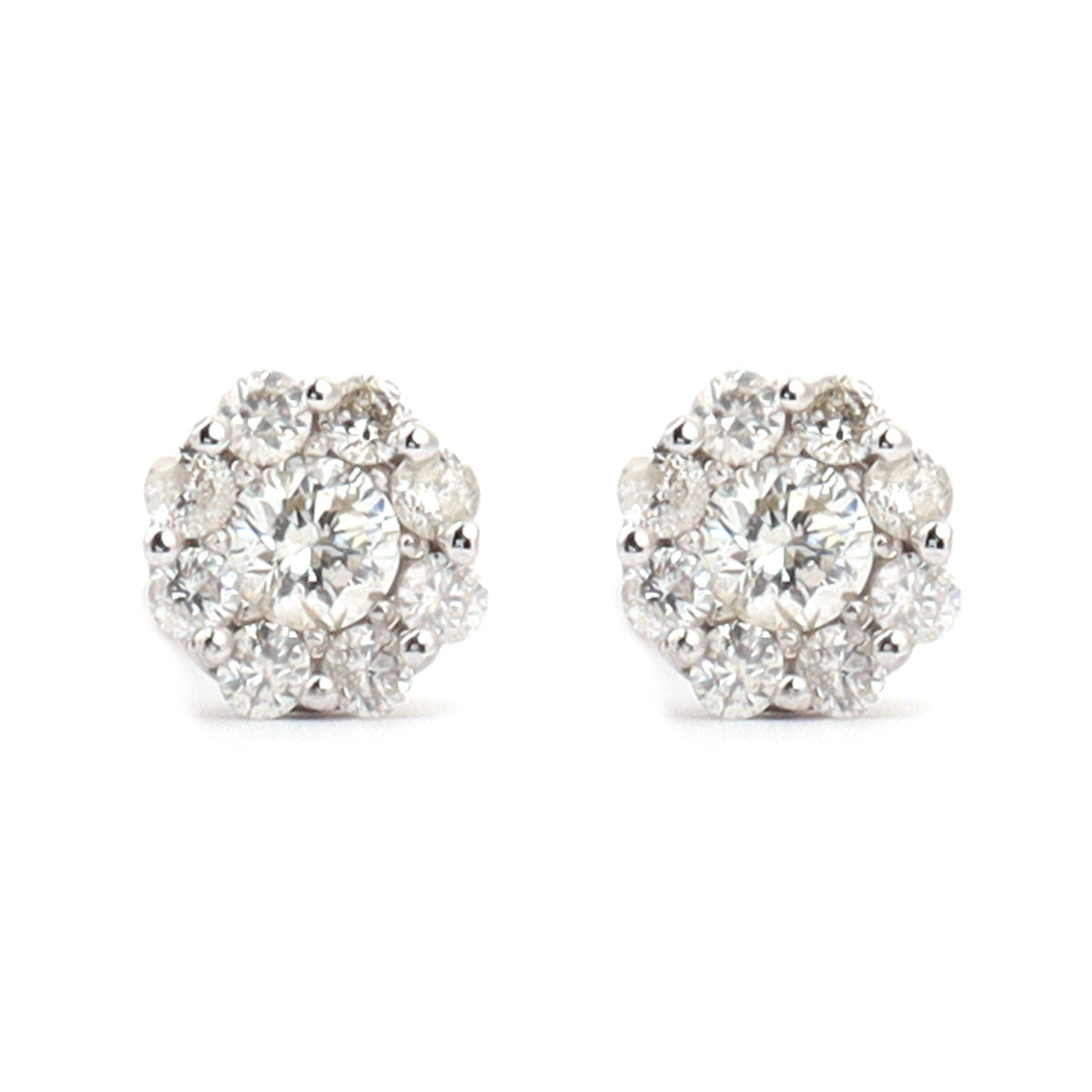 18K round brilliant diamond mini Halo earrings 0.28ct tw. A00147 - FABER JEWELS