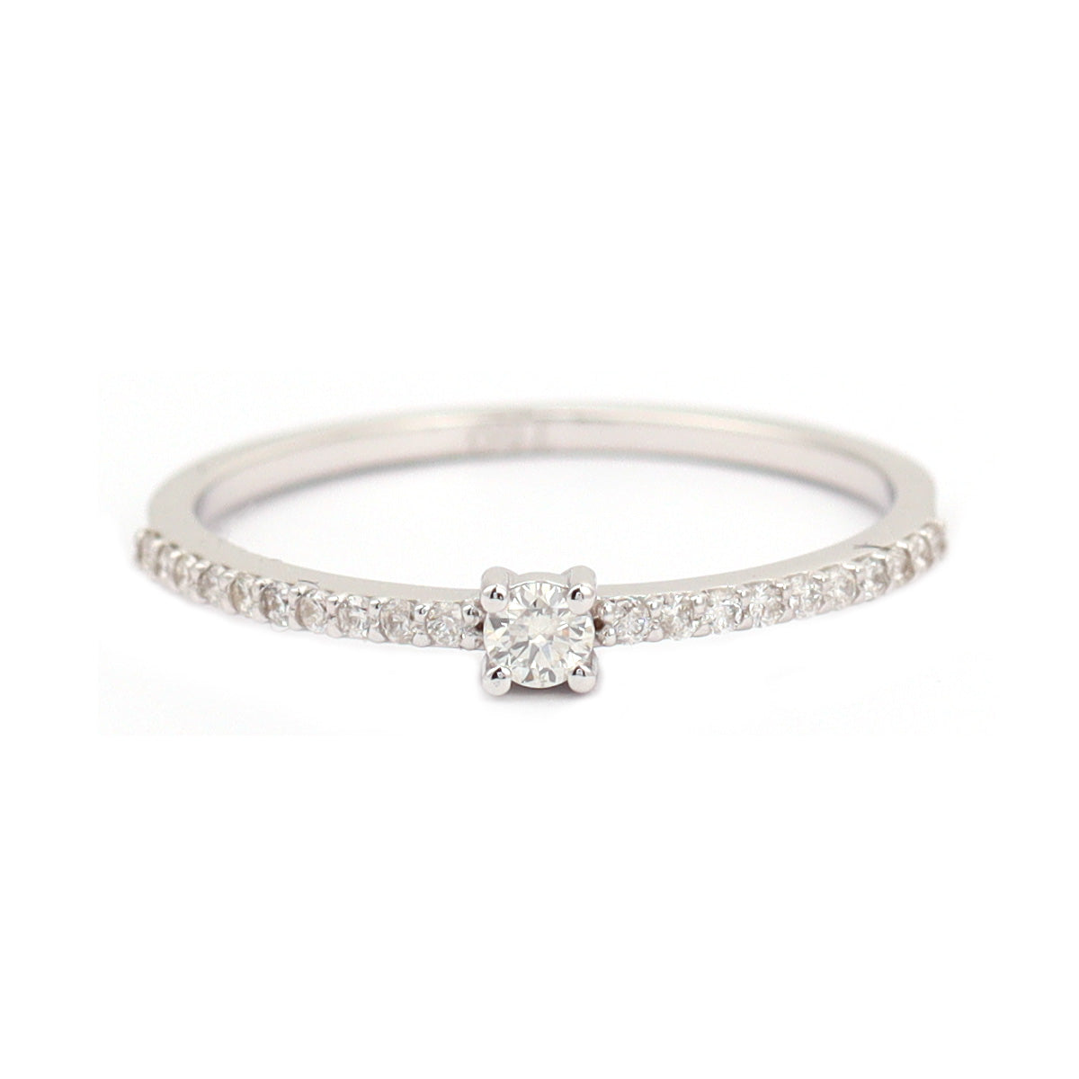 18K Gold Round Brilliant Diamond Pave Solitaire Ring 0.17ct tw. A00212 - FABER JEWELS