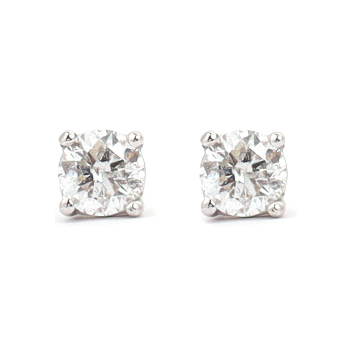 18K Gold Round Brilliant Diamond Four prong Earrings Stud 0.20ct tw. A00083 - FABER JEWELS
