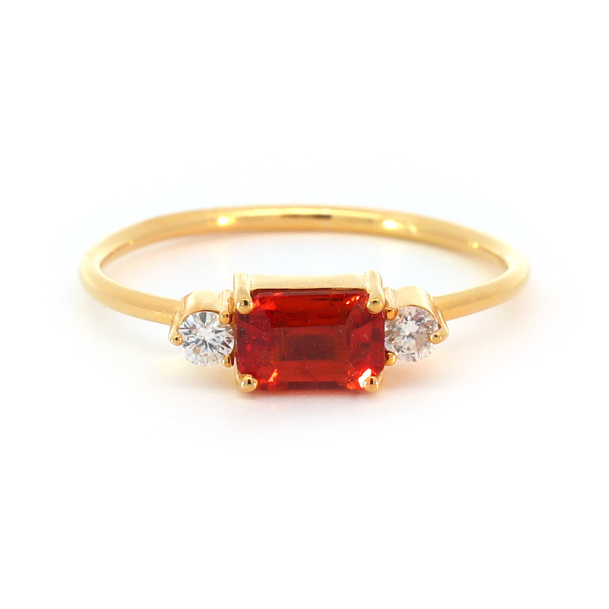18K Gold Orange Sapphire Diamond Ring A00247 - FABER JEWELS