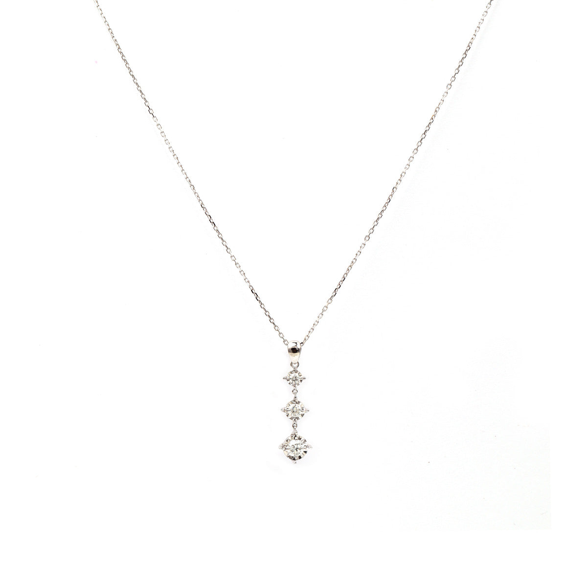 18K Gold Round Brilliant Diamond Trio Illusion Necklace 0.35ct tw. A00082 - FABER JEWELS
