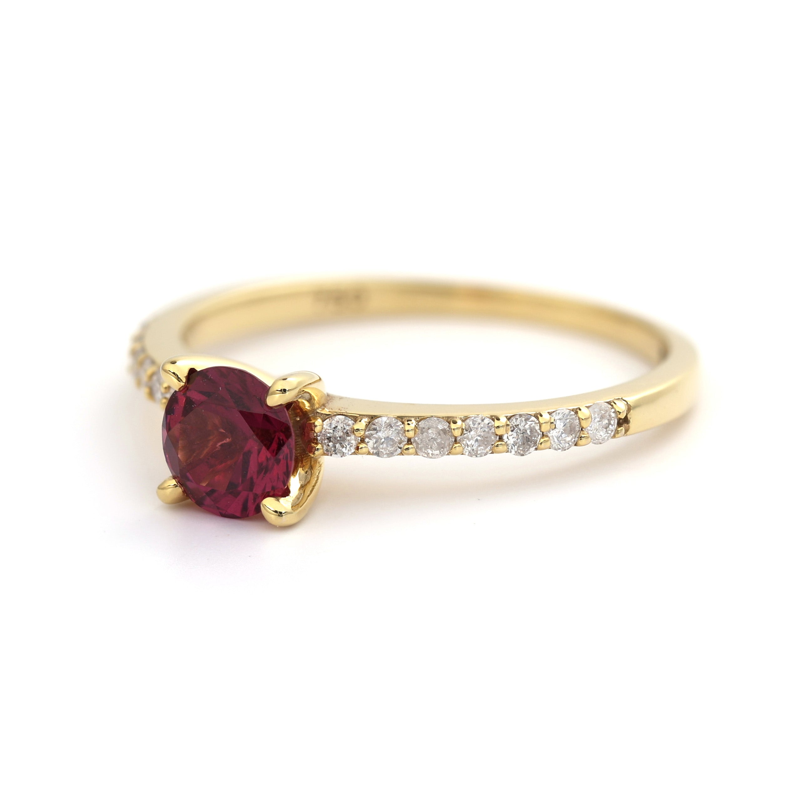 18K Gold rare Tanzania AAA Rhodolite Diamond Ring A00104