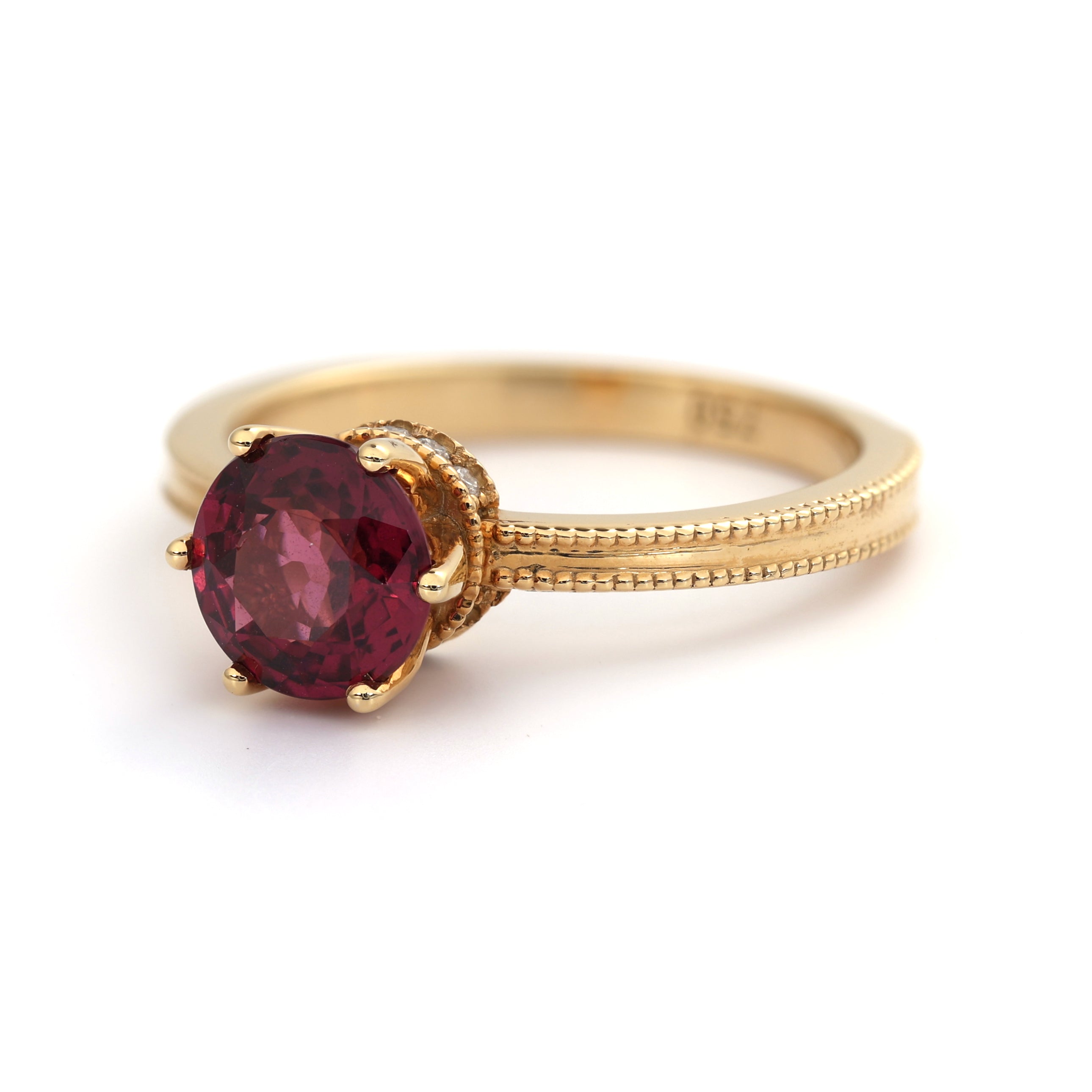 18K Gold rare Tanzania AAA Rhodolite Diamond Ring A00115
