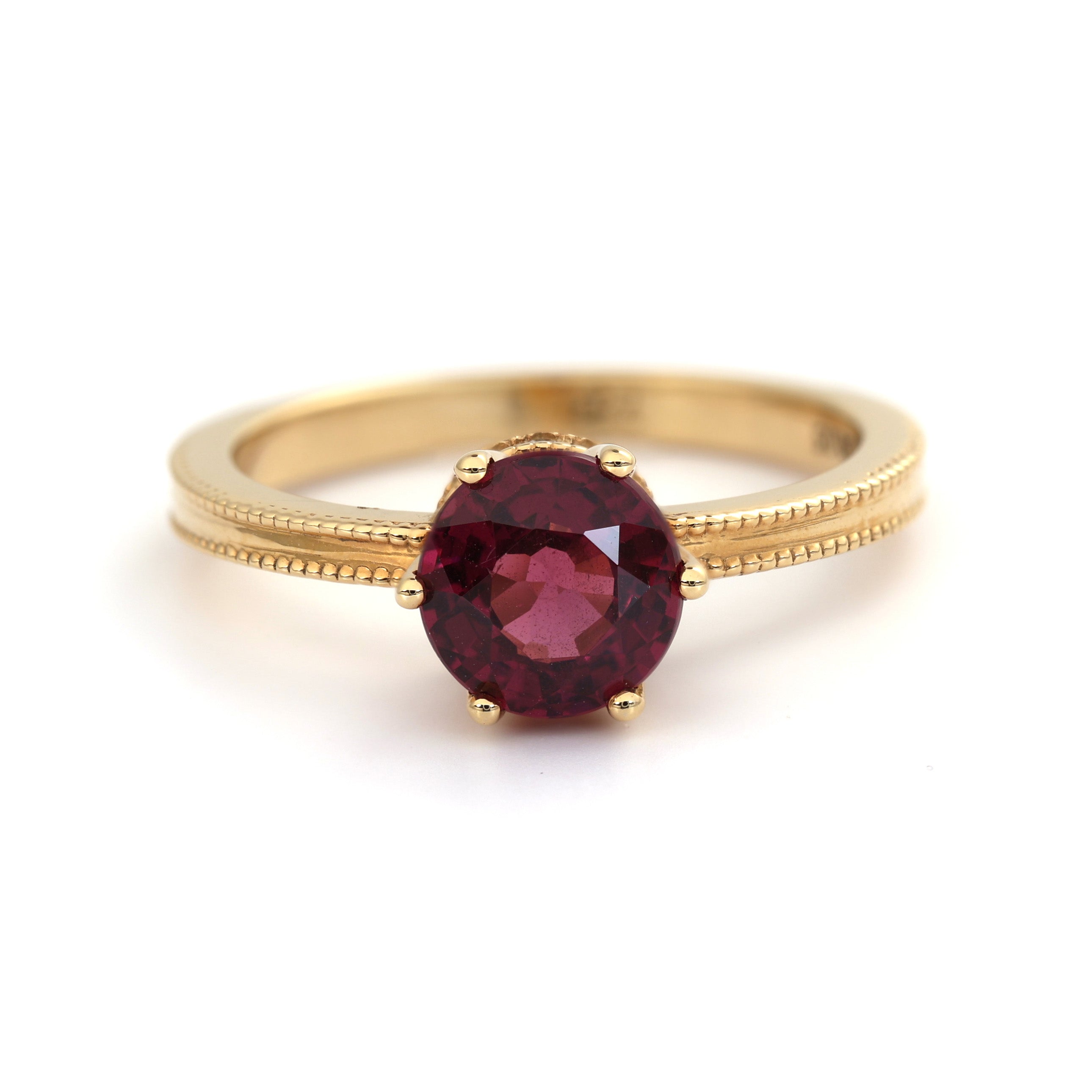 18K Gold rare Tanzania AAA Rhodolite Diamond Ring A00115