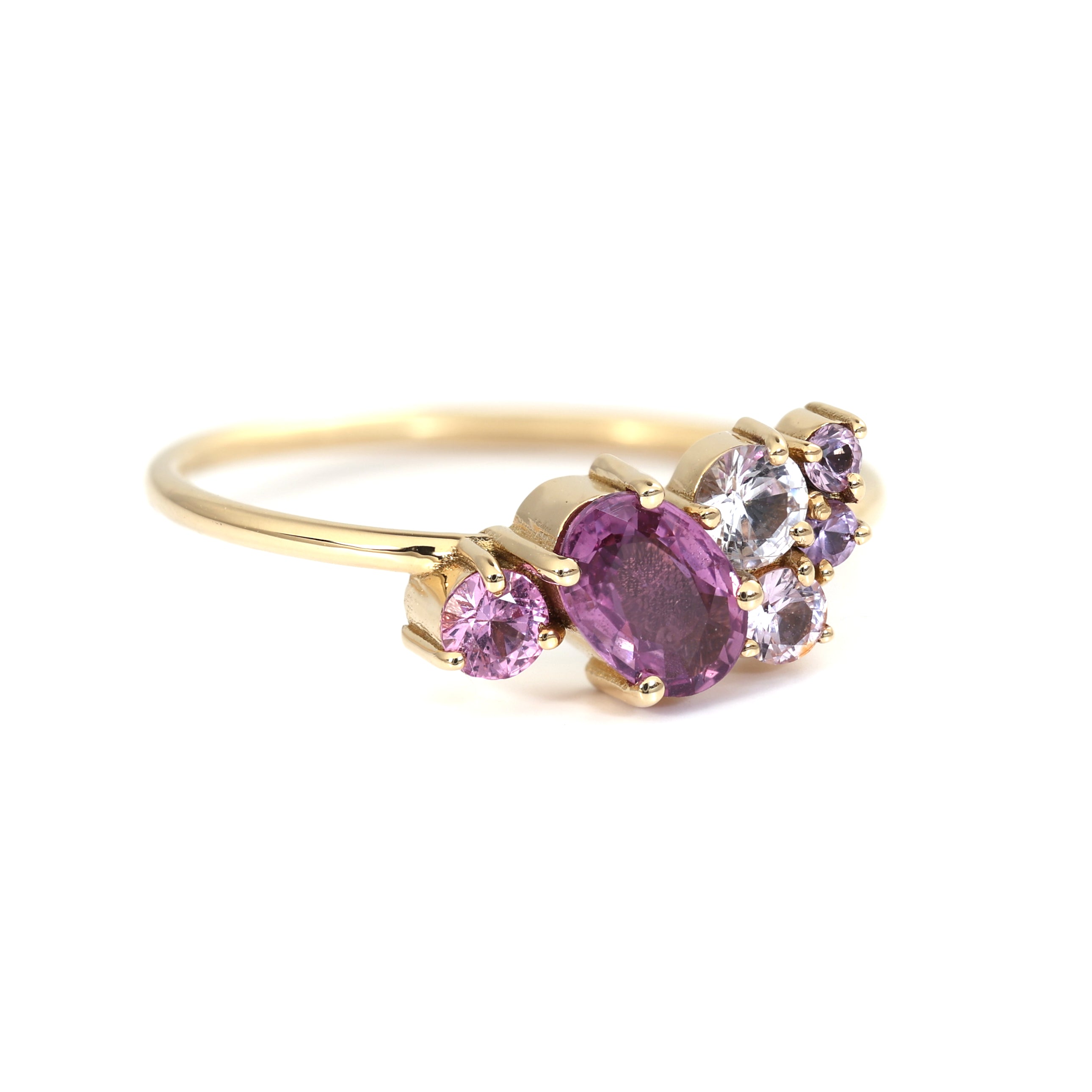 18K Gold Melange Sapphire Cluster Ring 0.89ct tw. A00231