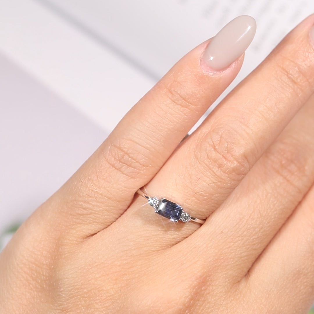 18K Gold Sapphire Diamond Ring A00235