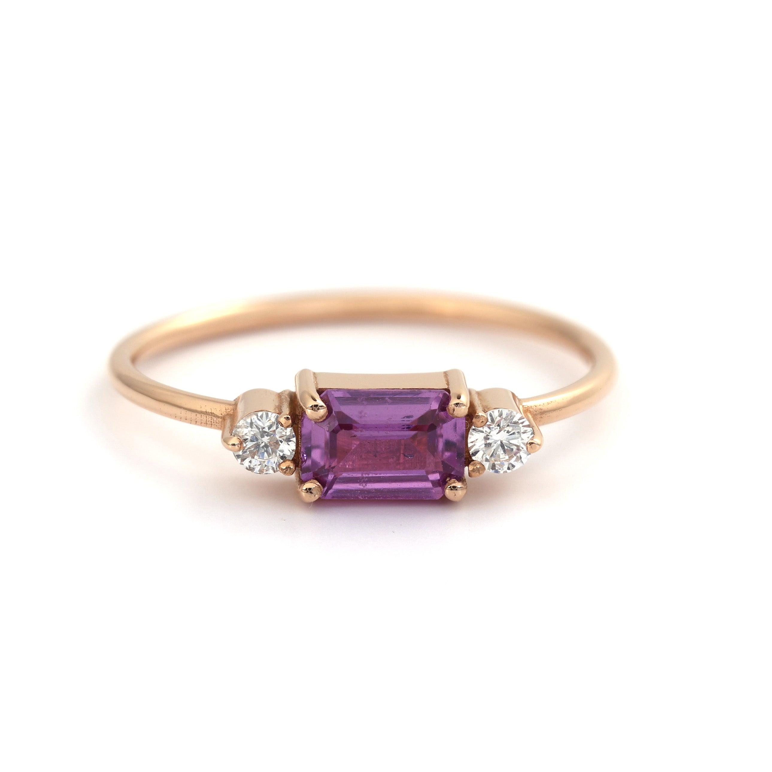 18K Gold Purple Sapphire diamond ring A00236 - FABER JEWELS