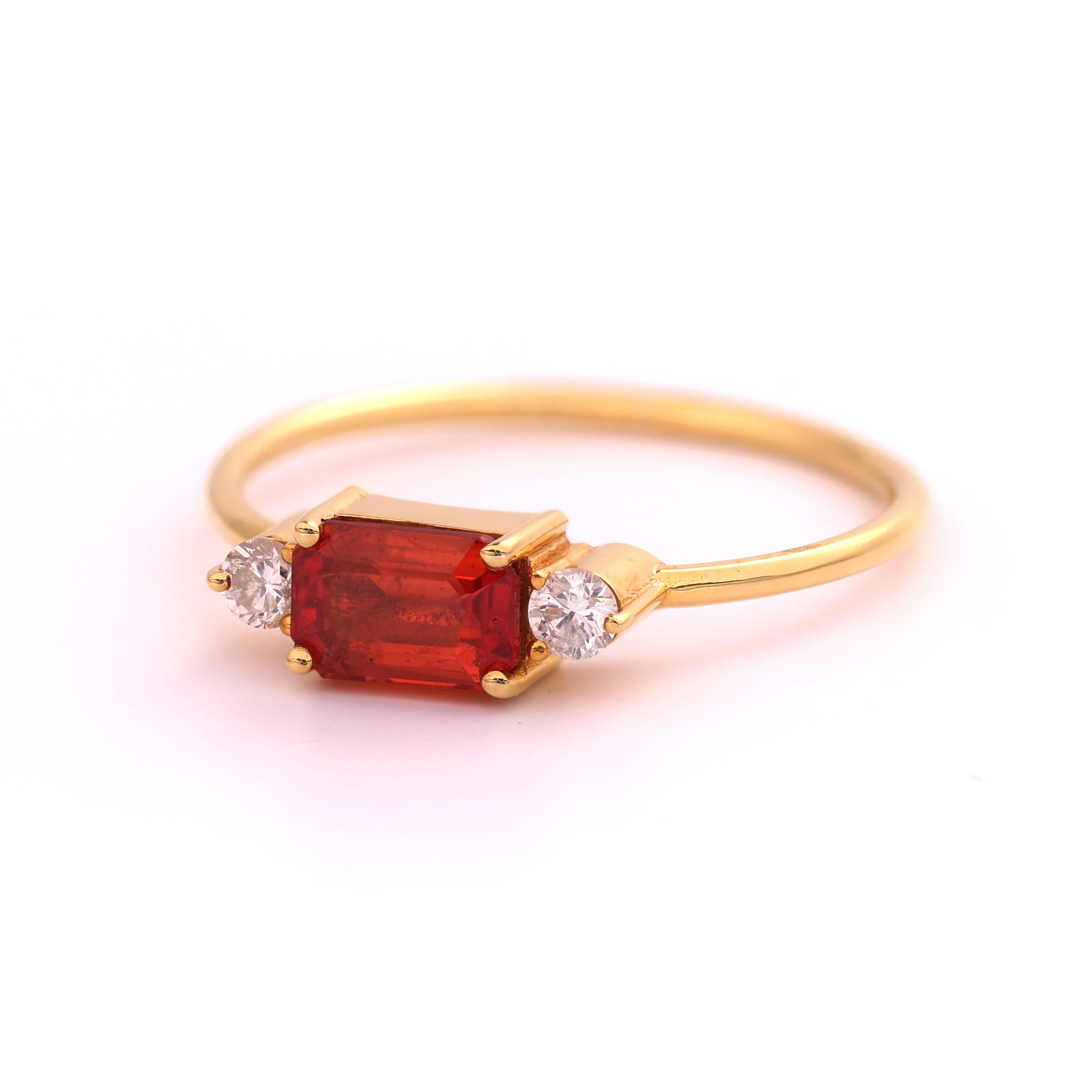 18K Gold Orange Sapphire Diamond Ring A00247 - FABER JEWELS