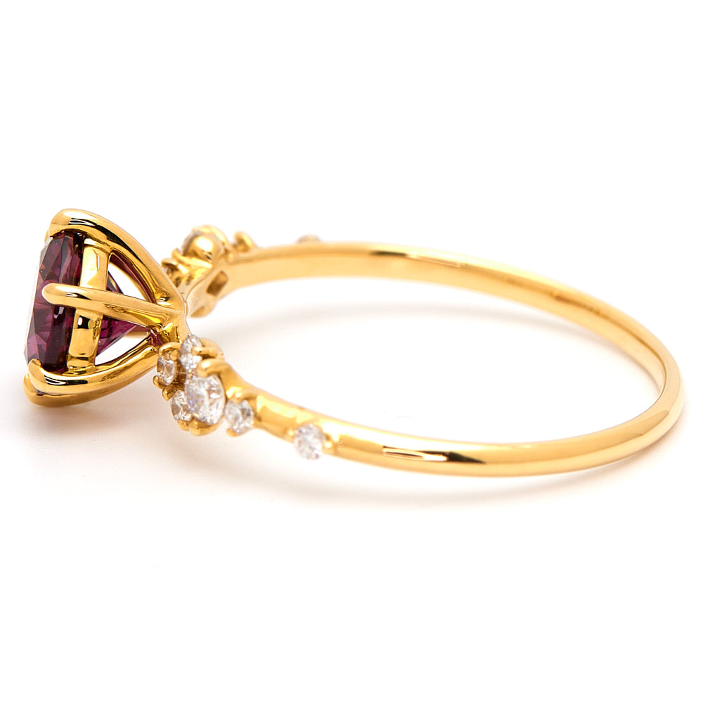 18K Gold Tanzanian Rhodolite Diamond Ring 1.04 ct CC0013 - FABER JEWELS