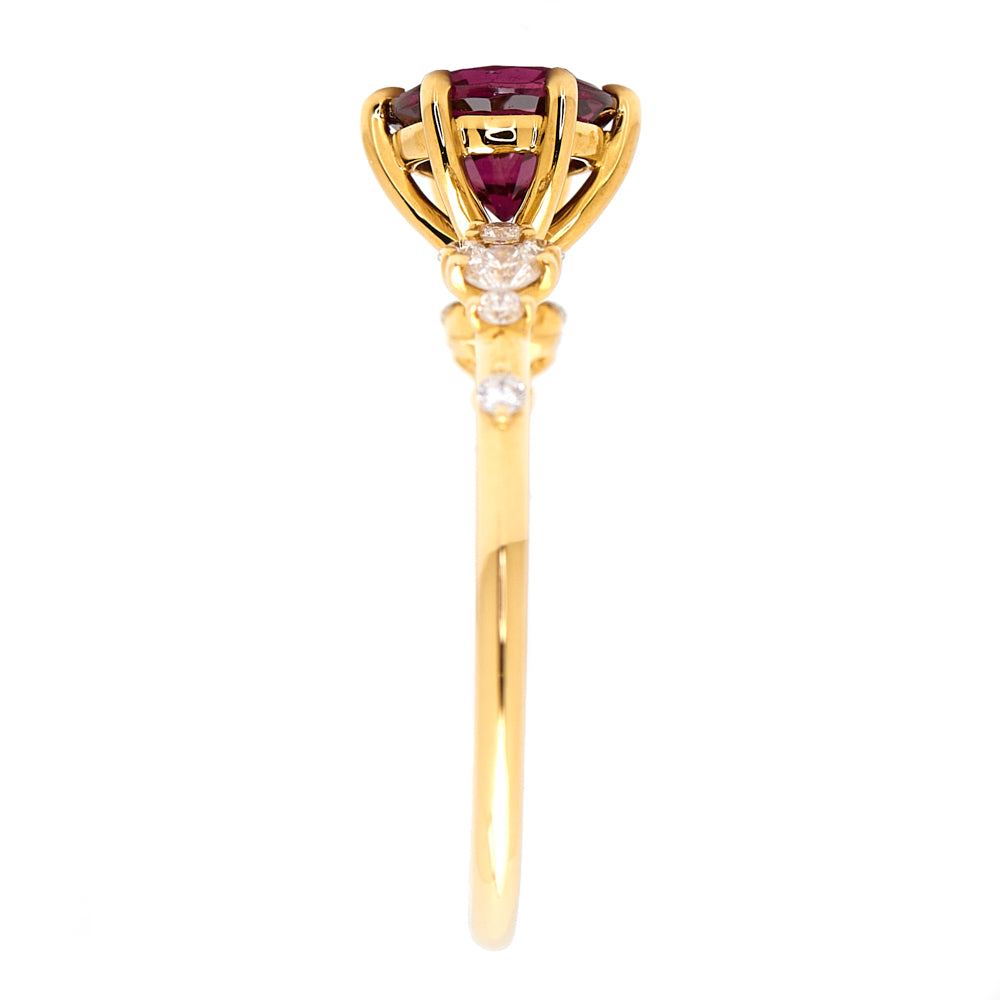 18K Gold Tanzanian Rhodolite Diamond Ring 1.04 ct CC0013 - FABER JEWELS