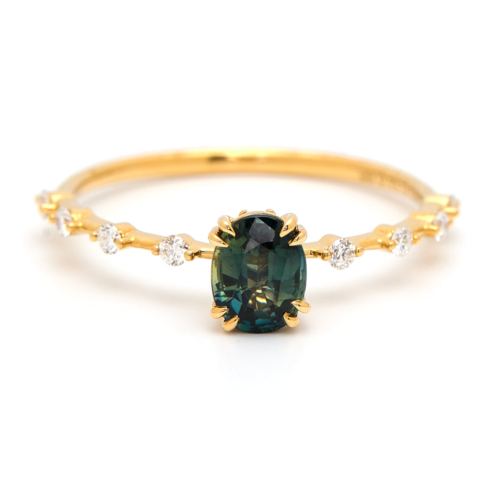 18K Gold Australian Parti Colour Sapphire Diamond Ring 0.66 ct CC0014 - FABER JEWELS