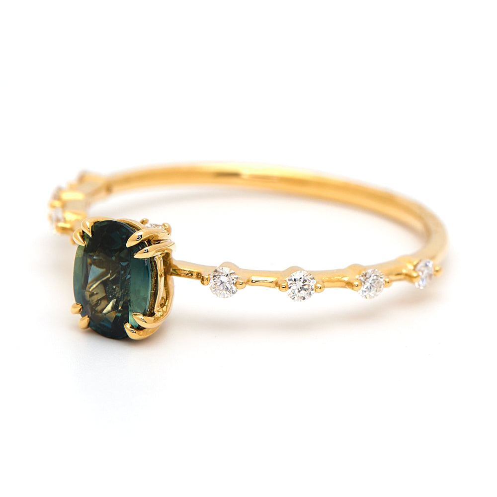 18K Gold Australian Parti Colour Sapphire Diamond Ring 0.66 ct CC0014 - FABER JEWELS