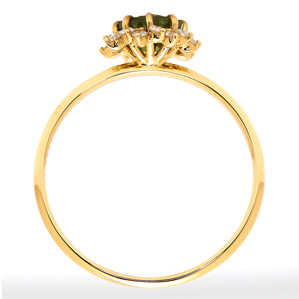 18K Gold Australian Green Sapphire Diamond Ring 0.68 ct CC0018 - FABER JEWELS