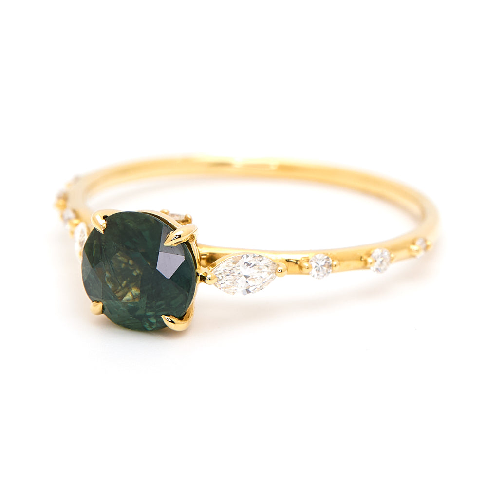 18K Gold Tanzanian Colour Change Sapphire Diamond Ring 1.32 ct CC0029 - FABER JEWELS