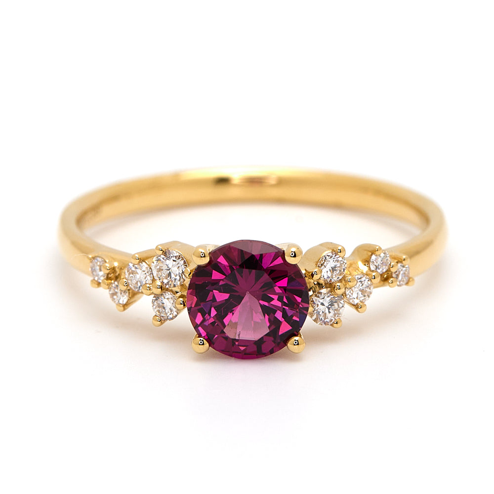 18K Gold Tanzanian Rhodolite Diamond Ring 0.89 ct CC0035 - FABER JEWELS