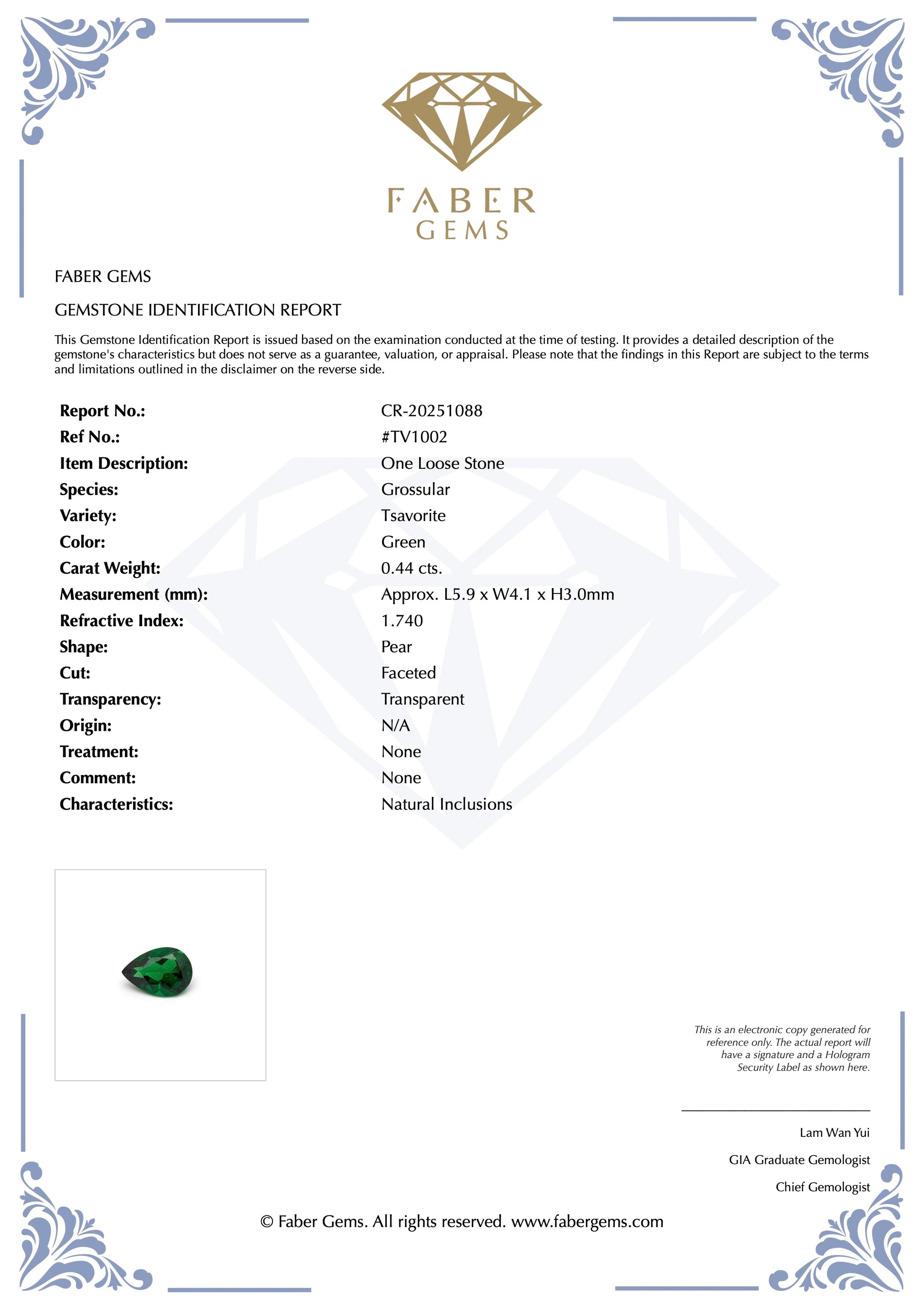 0.44 ct. Rare Tanzanian Tsavorite #TV1002