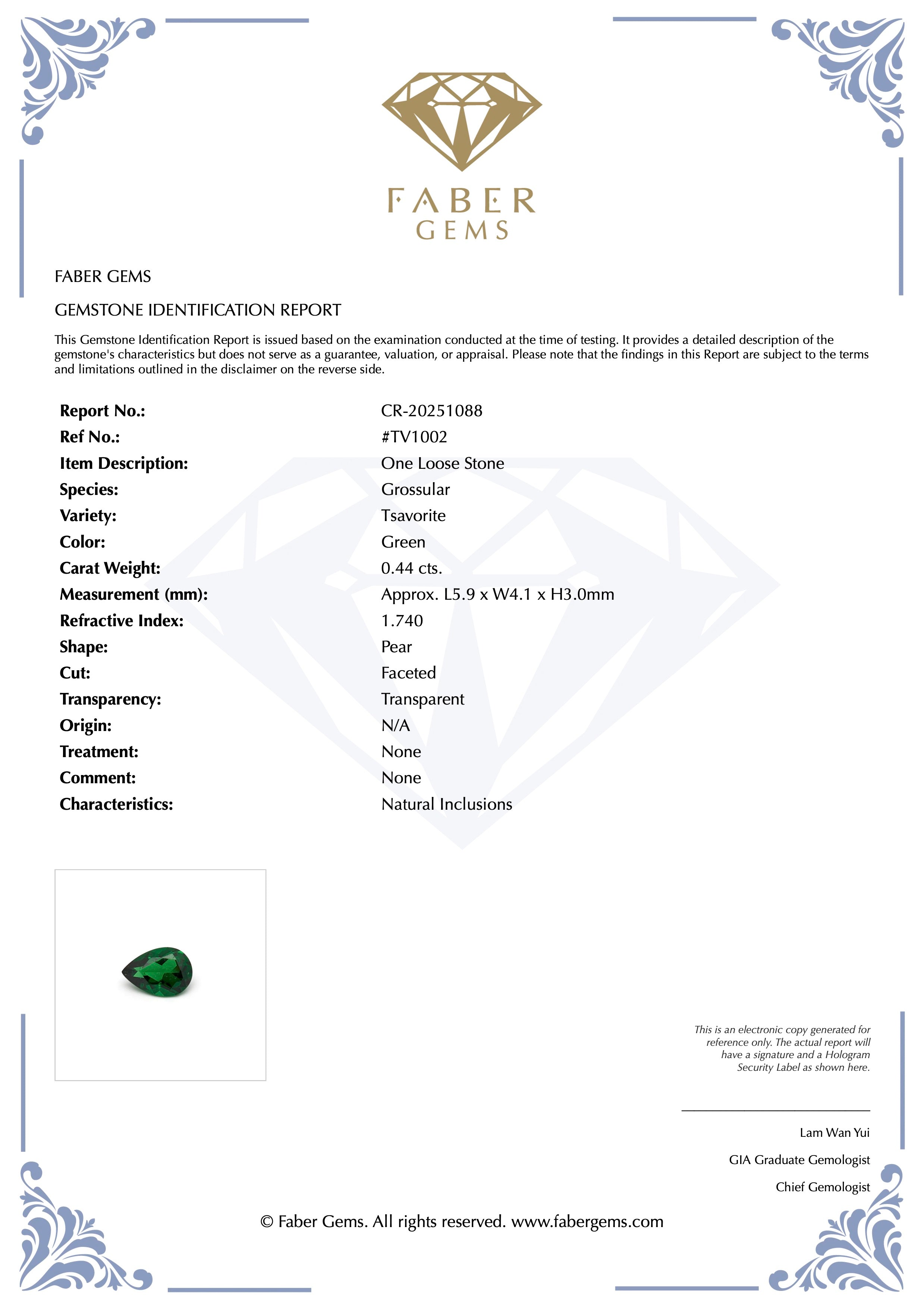 0.44 ct. Rare Tanzanian Tsavorite #TV1002