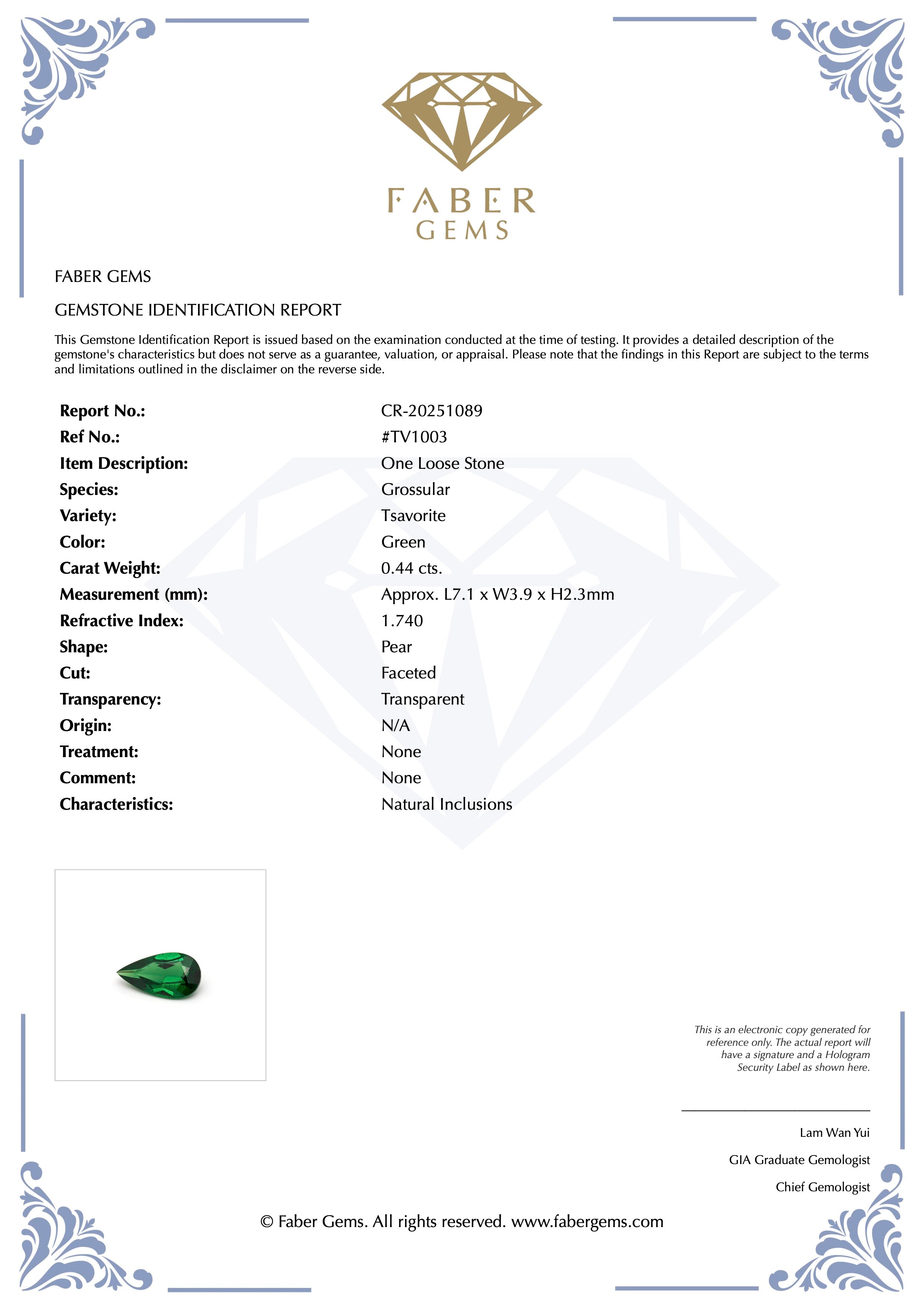 0.44 ct. Rare Tanzanian Tsavorite #TV1003
