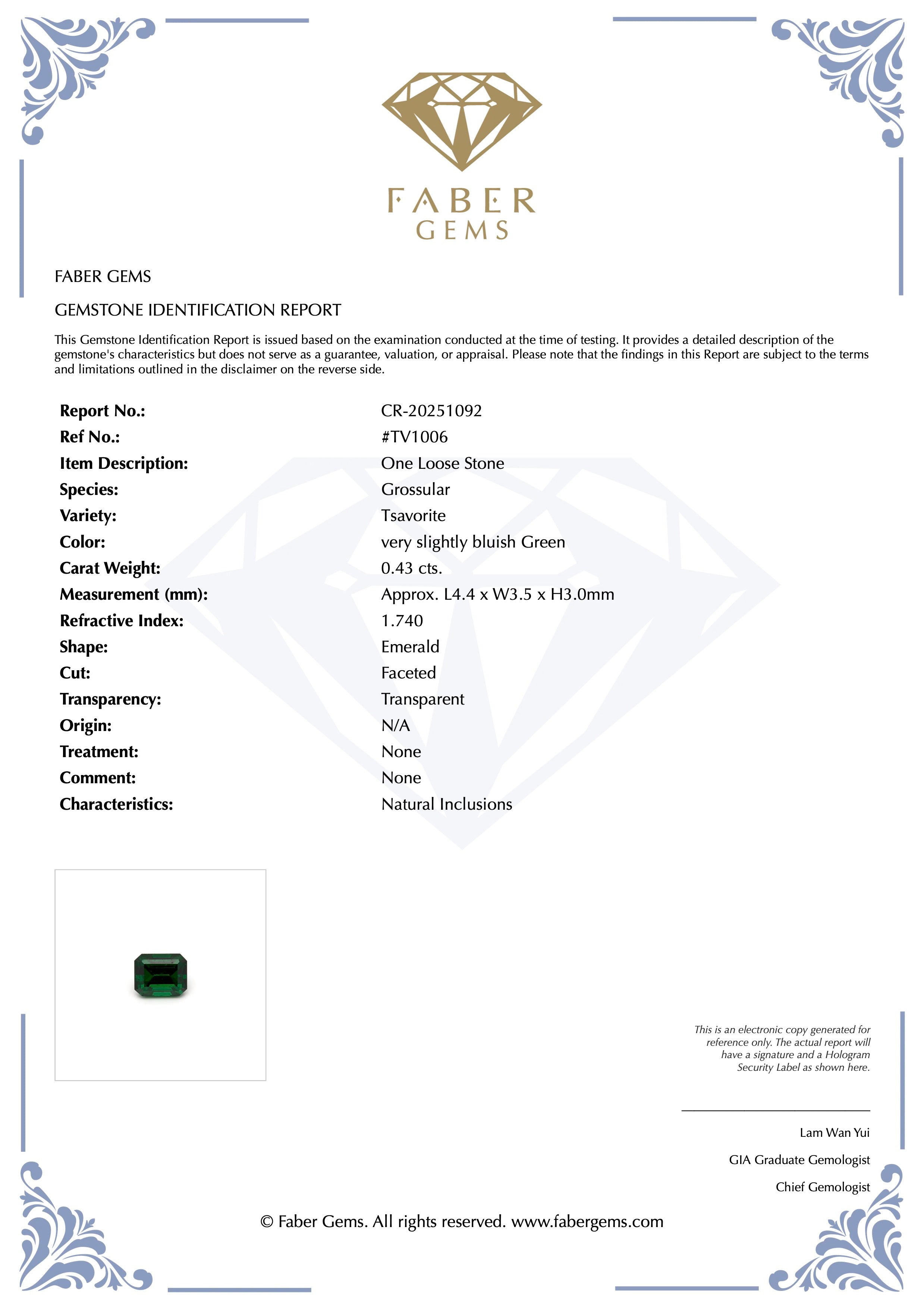 0.43 ct. Rare Tanzanian Tsavorite #TV1006