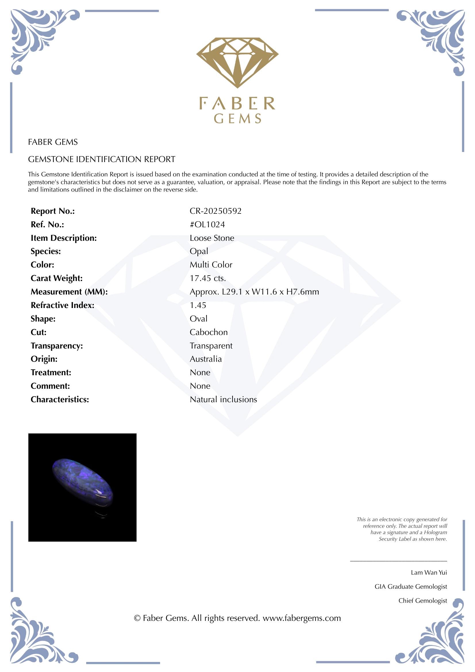 17.45 Ct. Australian Legacy Opal #OL1024