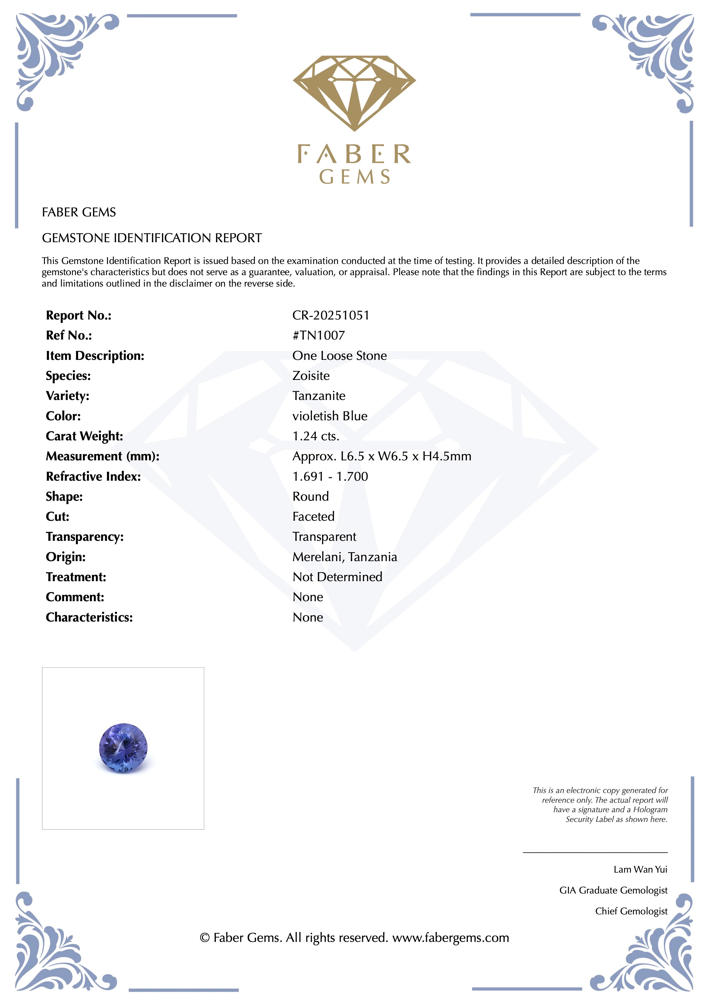 1.24ct. Tanzanite #TN1007 - FABER JEWELS