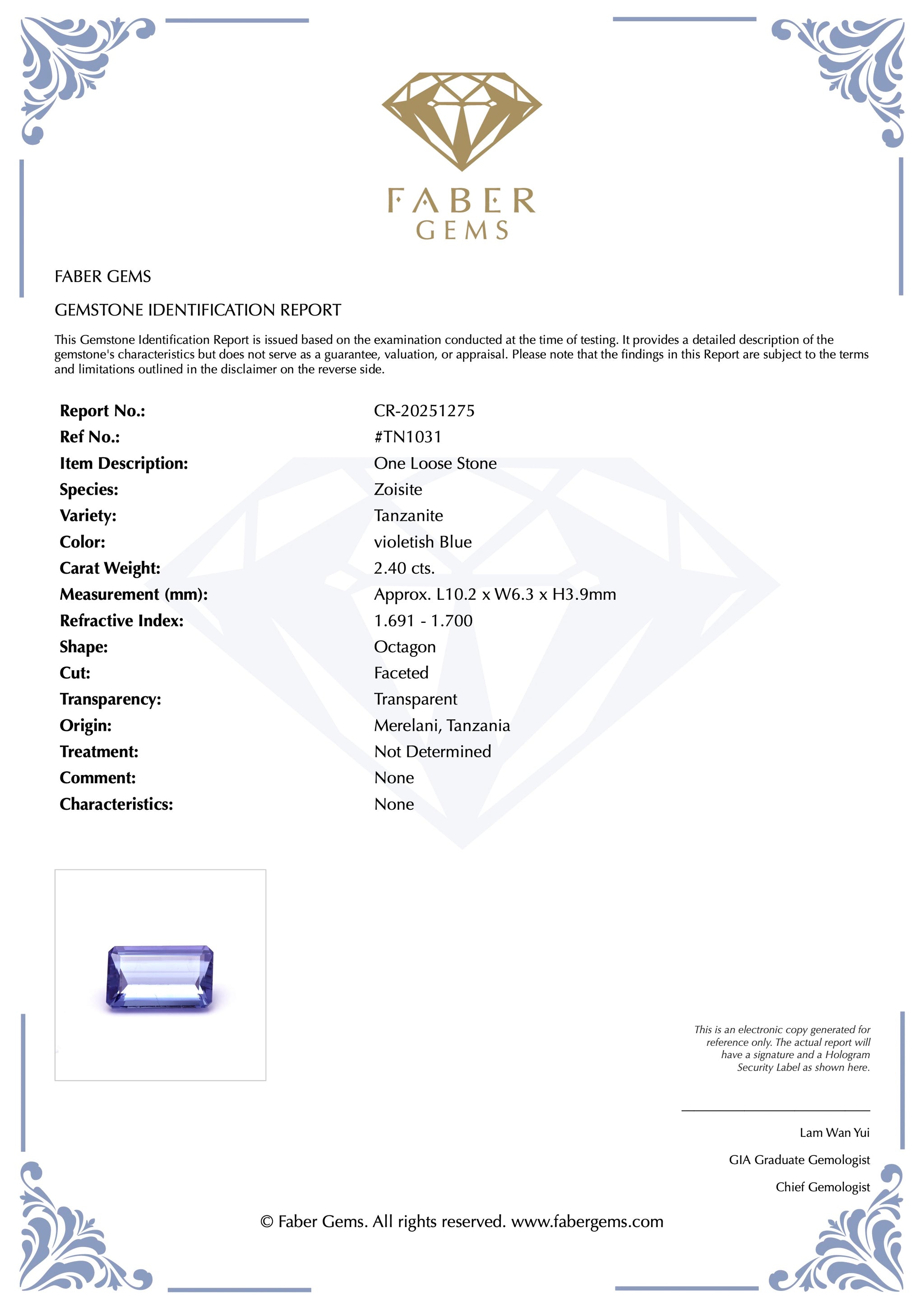 2.40ct. Tanzanite #TN1031 - FABER JEWELS