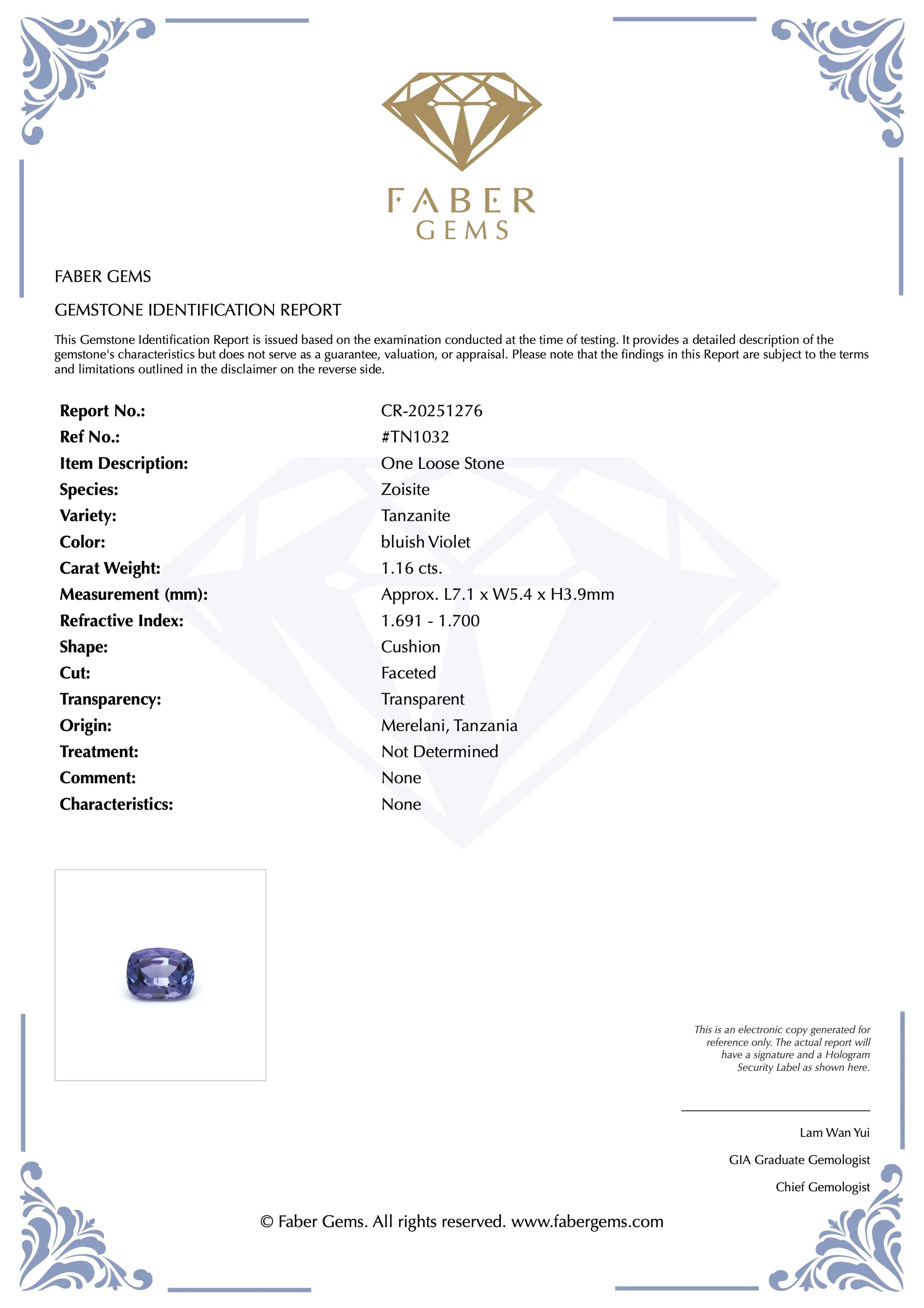 1.16ct. Tanzanite #TN1032 - FABER JEWELS