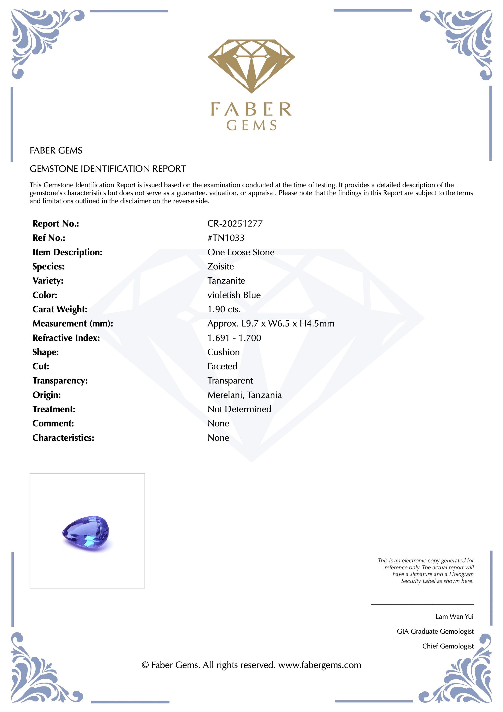 1.90ct. Tanzanite #TN1033 - FABER JEWELS