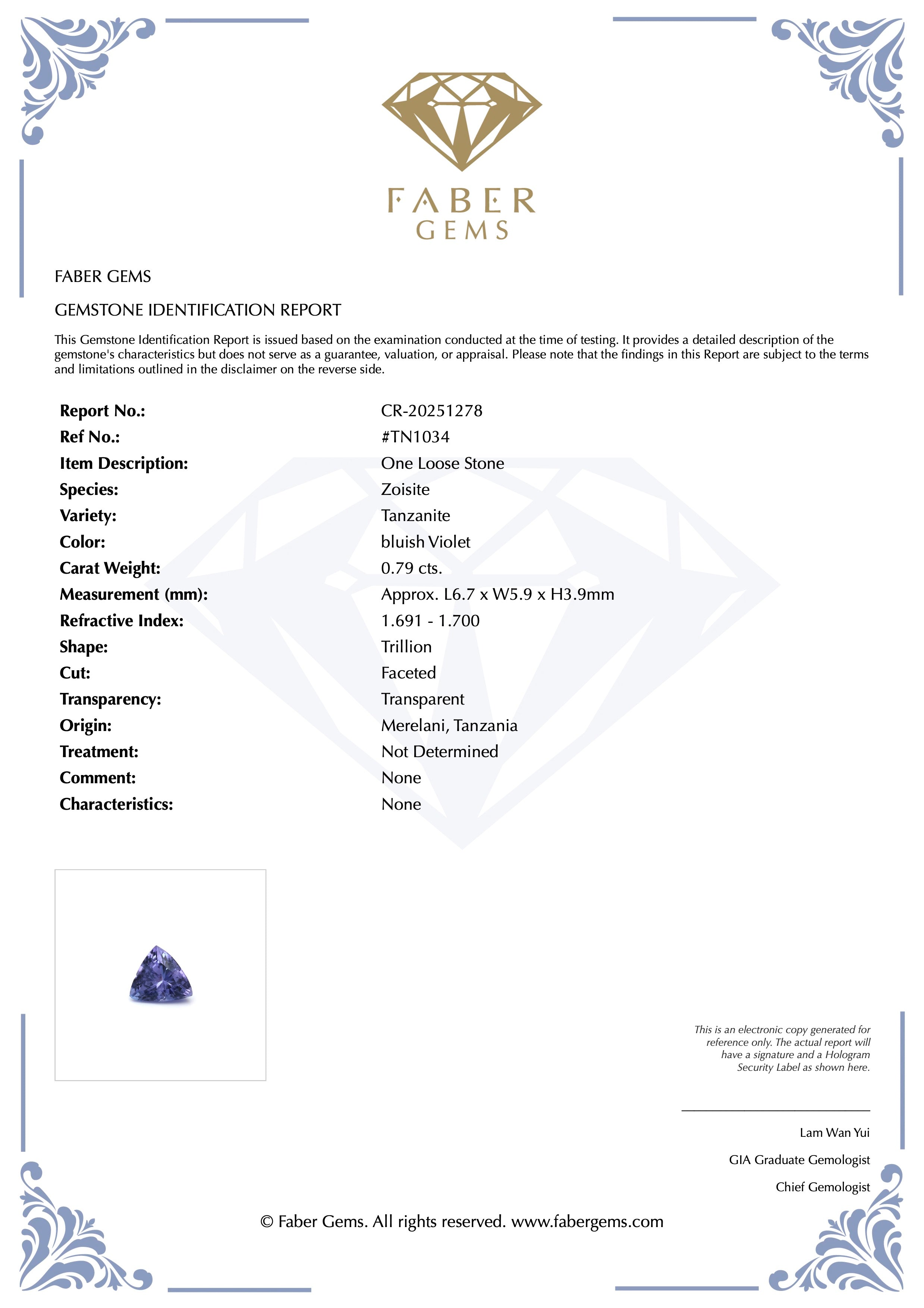 0.79ct. Tanzanite #TN1034 - FABER JEWELS