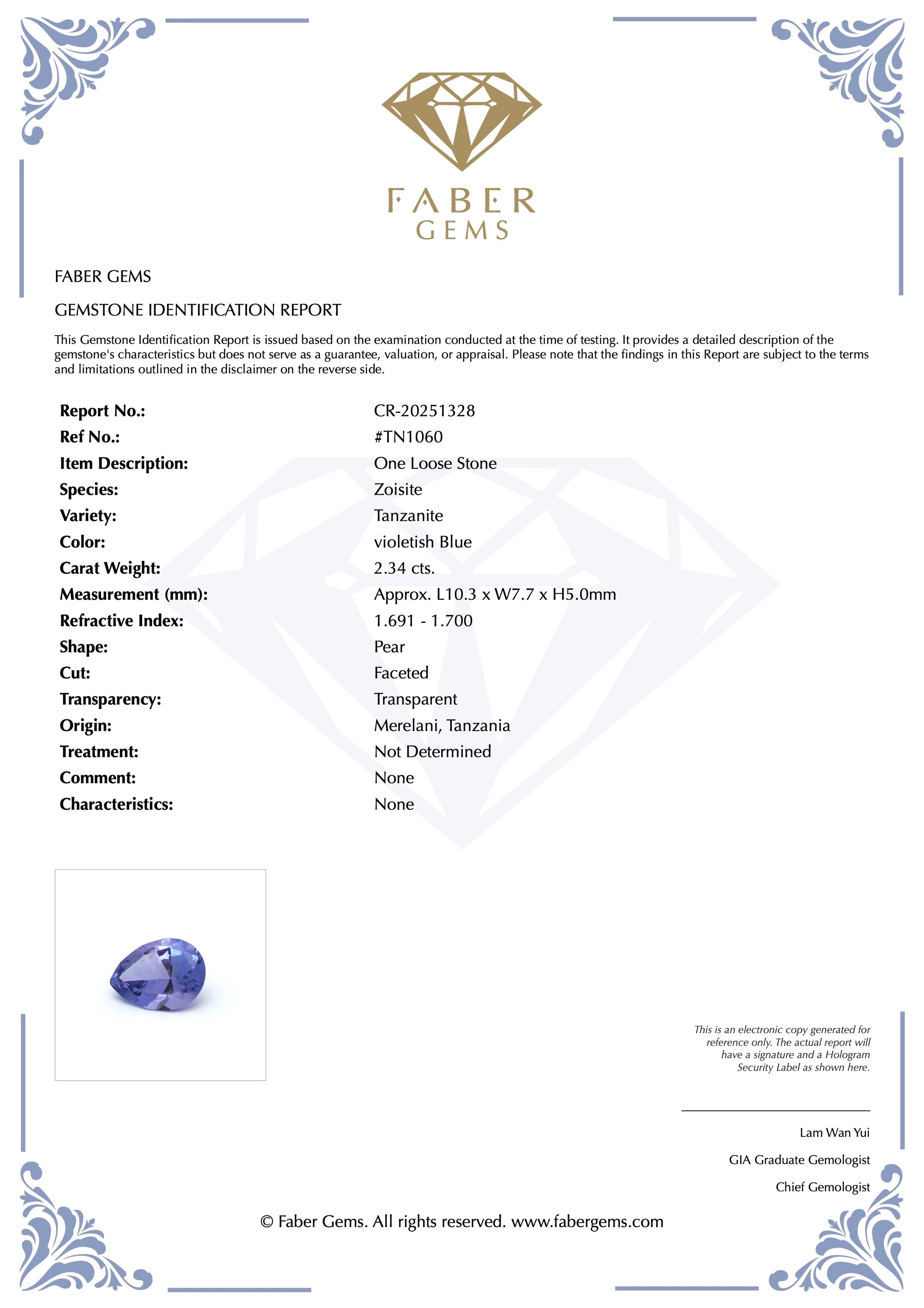 2.34ct. Tanzanite #TN1060 - FABER JEWELS