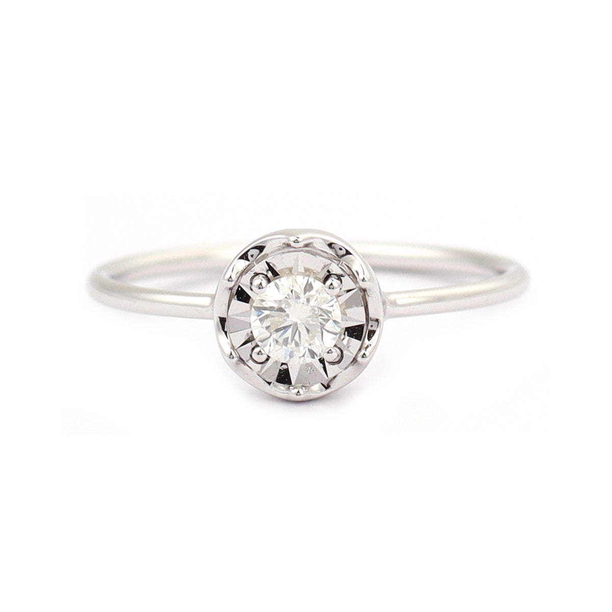 18K Gold Round Brilliant Diamond Illusion Ring 0.20ct A00123 - FABER JEWELS