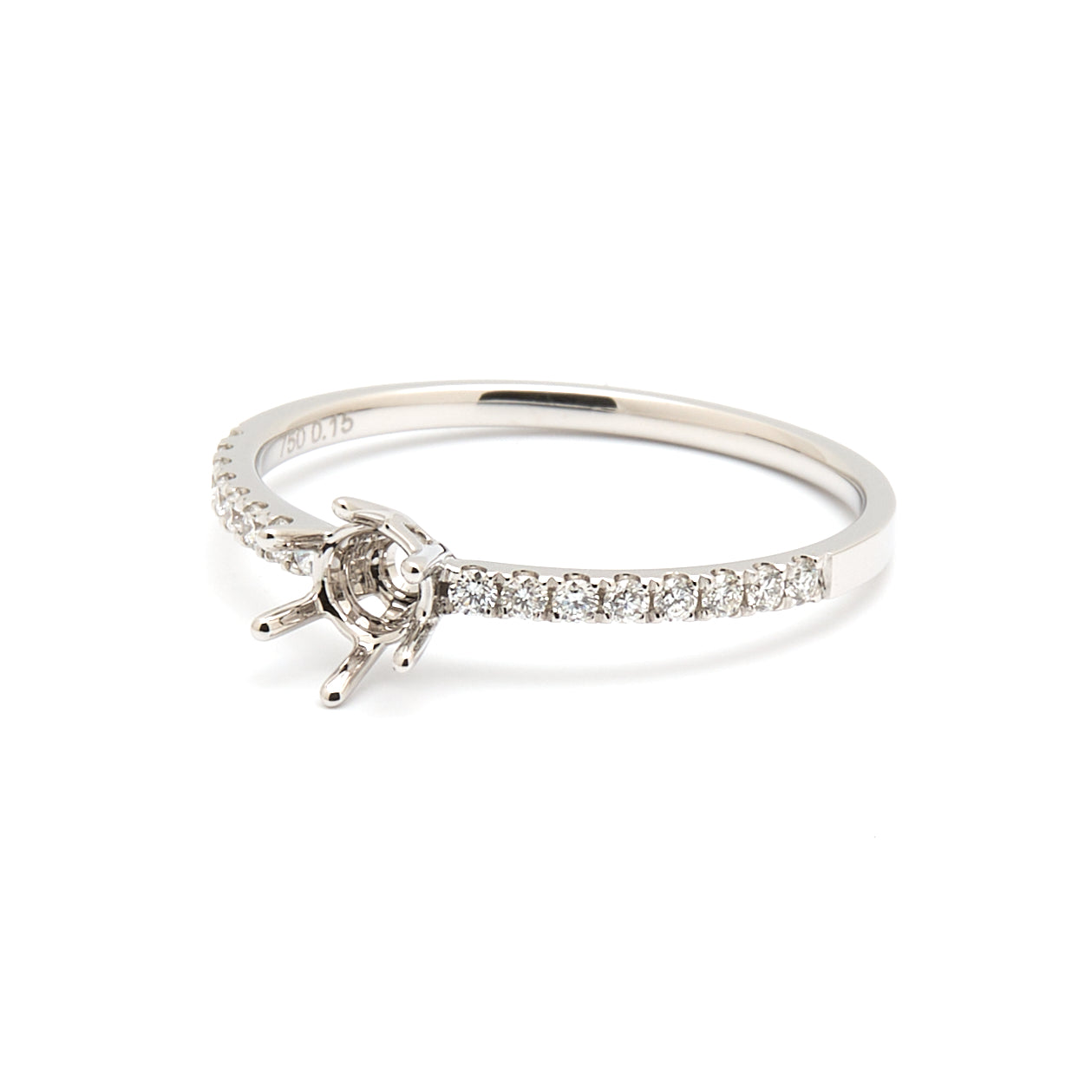 18K Gold Natural Diamond Luna Whisper ring mount RM1502 0.15ct