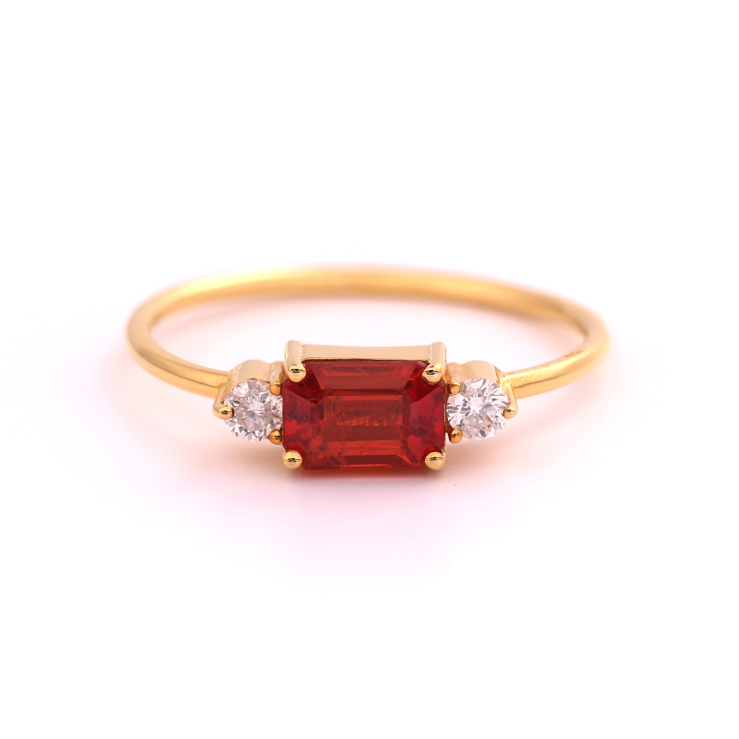 18K Gold Orange Sapphire Diamond Ring A00247 - FABER JEWELS