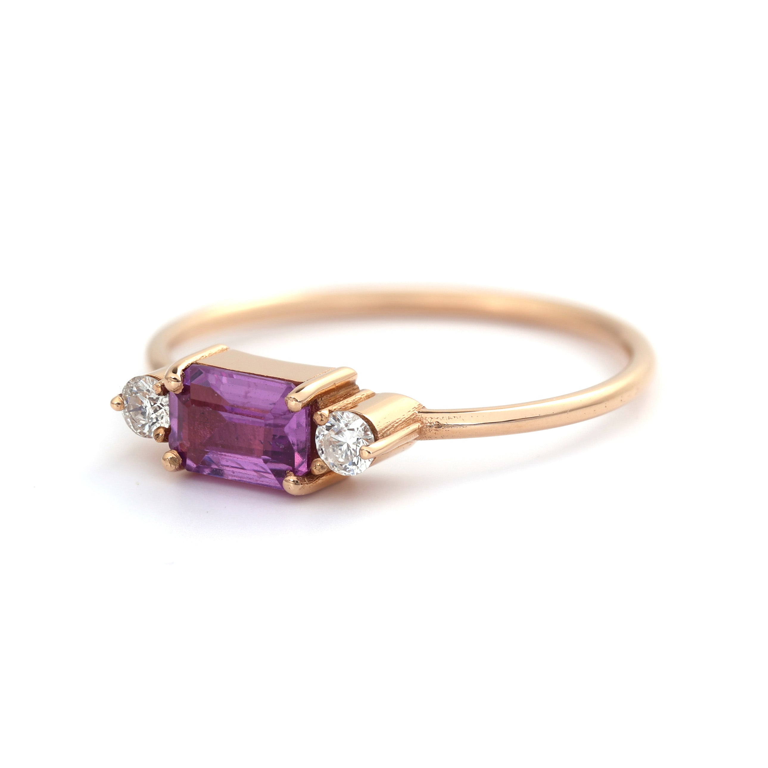 18K Gold Purple Sapphire diamond ring A00236 - FABER JEWELS