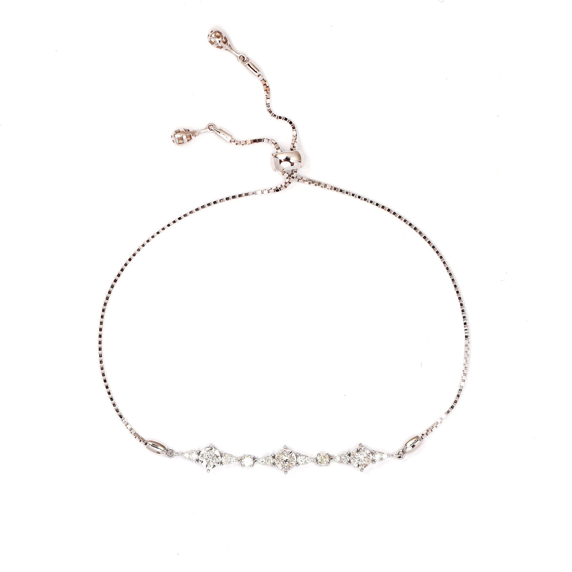 18K gold Round Brilliant Diamond Pavé Illusion Marquise Bracelet 0.33ct tw. A00099 - FABER JEWELS